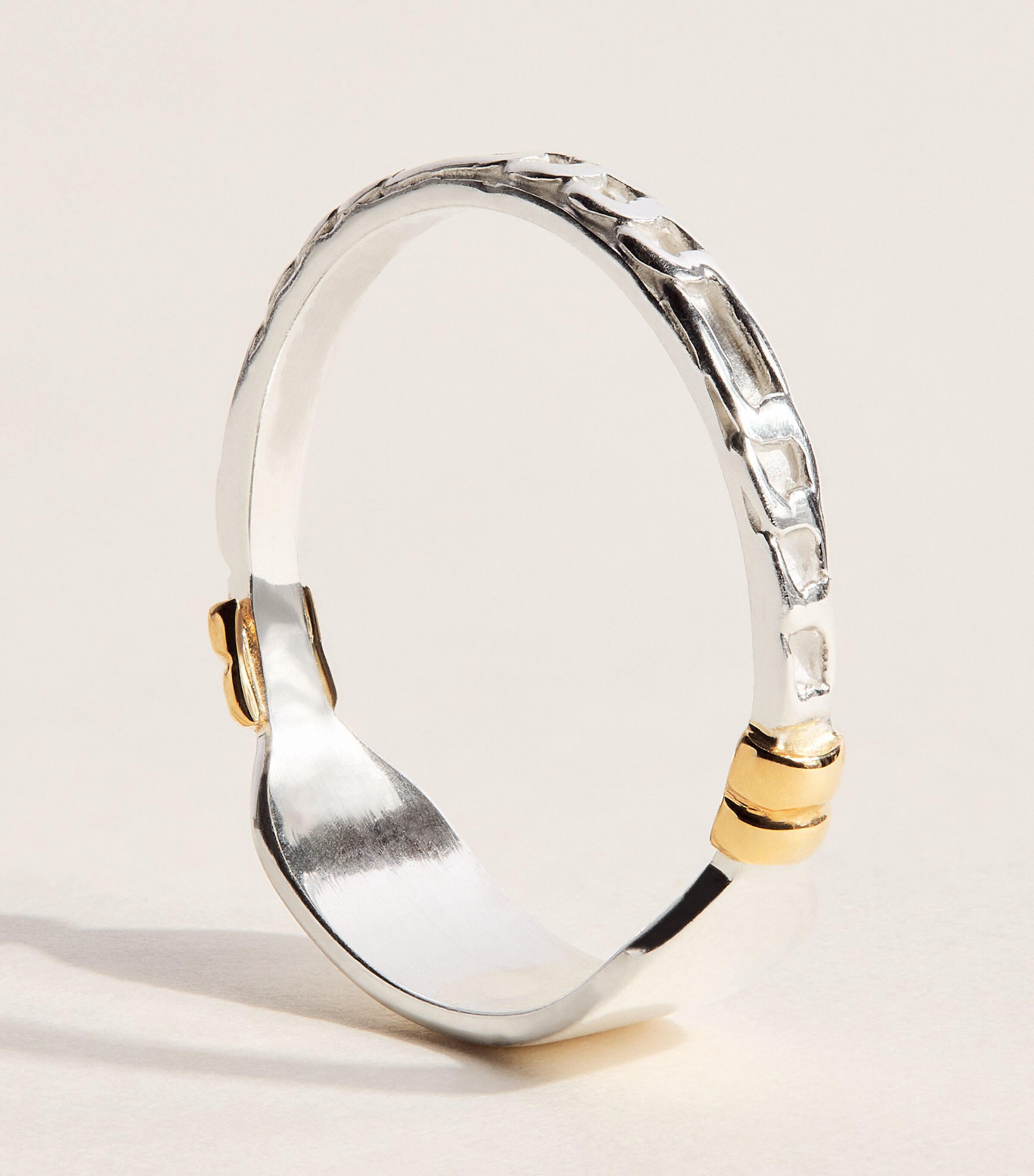 FYR Sterling Silver and Yellow Gold Slim Plate Ring Silver Image 4