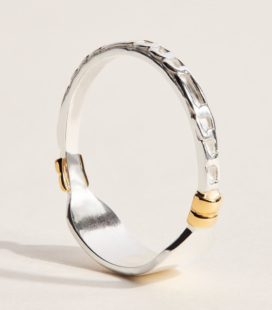 FYR Sterling Silver and Yellow Gold Slim Plate Ring Silver Image 4