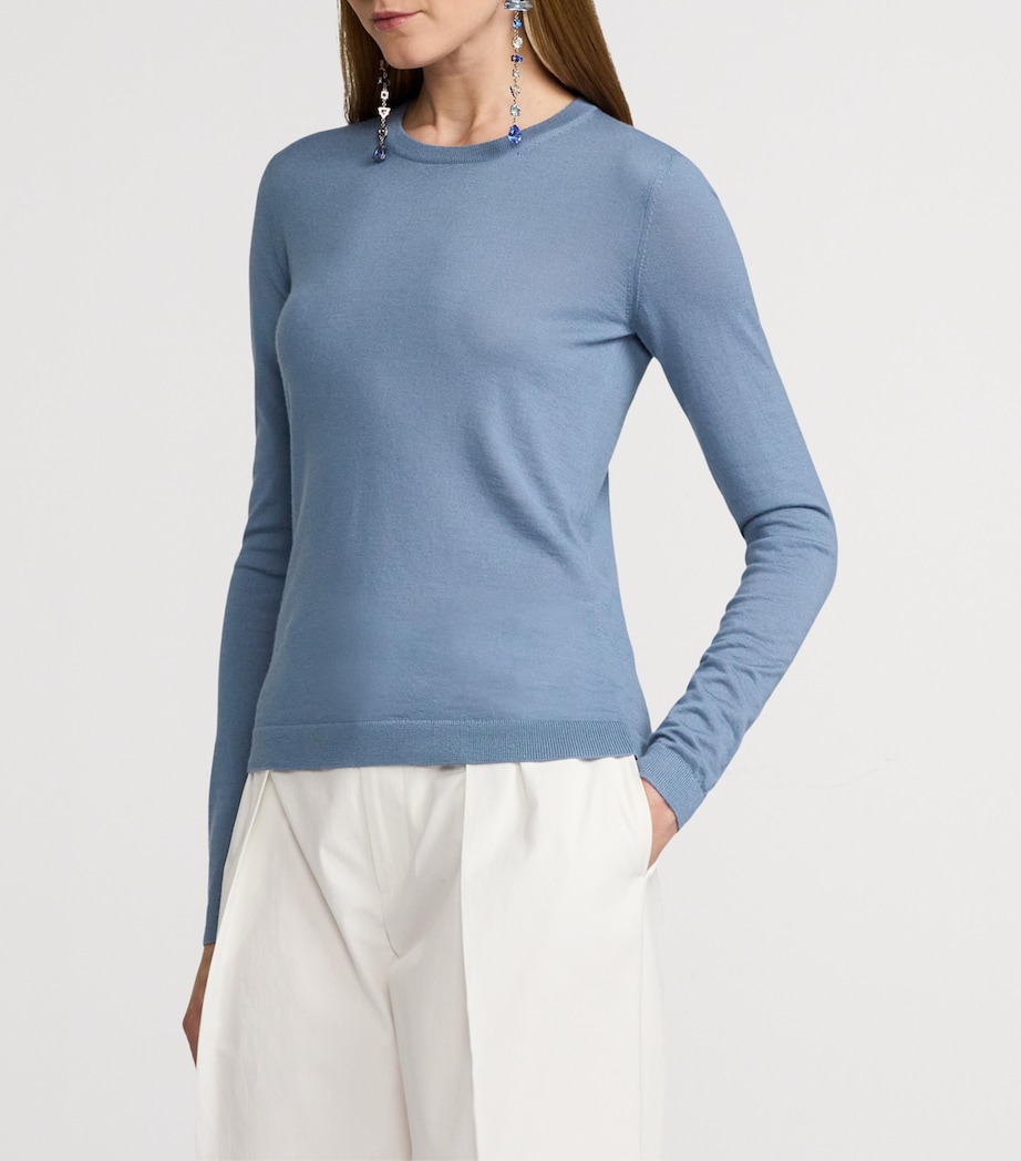 Cashmere Crew-Neck Sweater CORNFLOWER Image 5