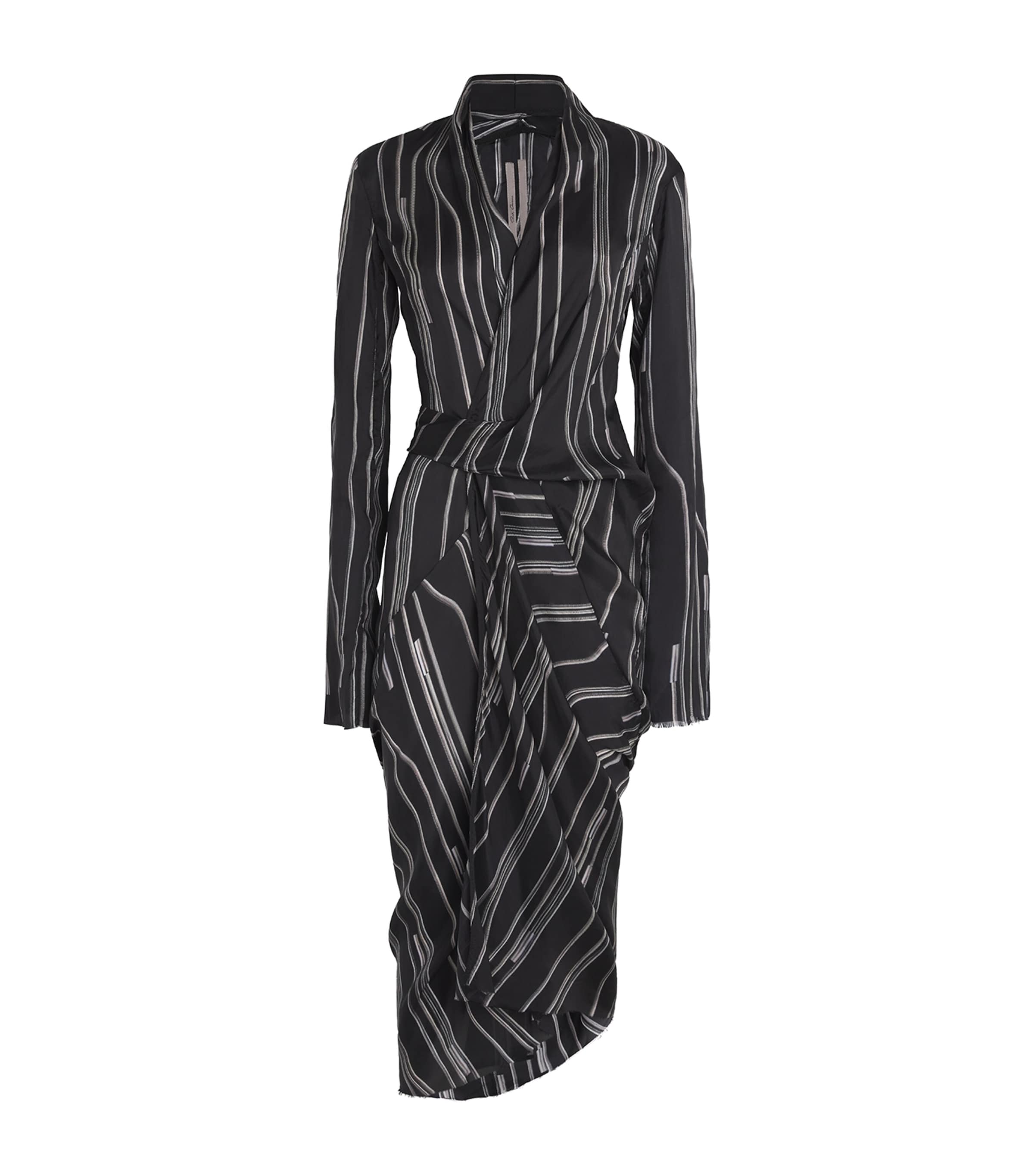 Rick Owens Printed Wrap Midi Dress In Black