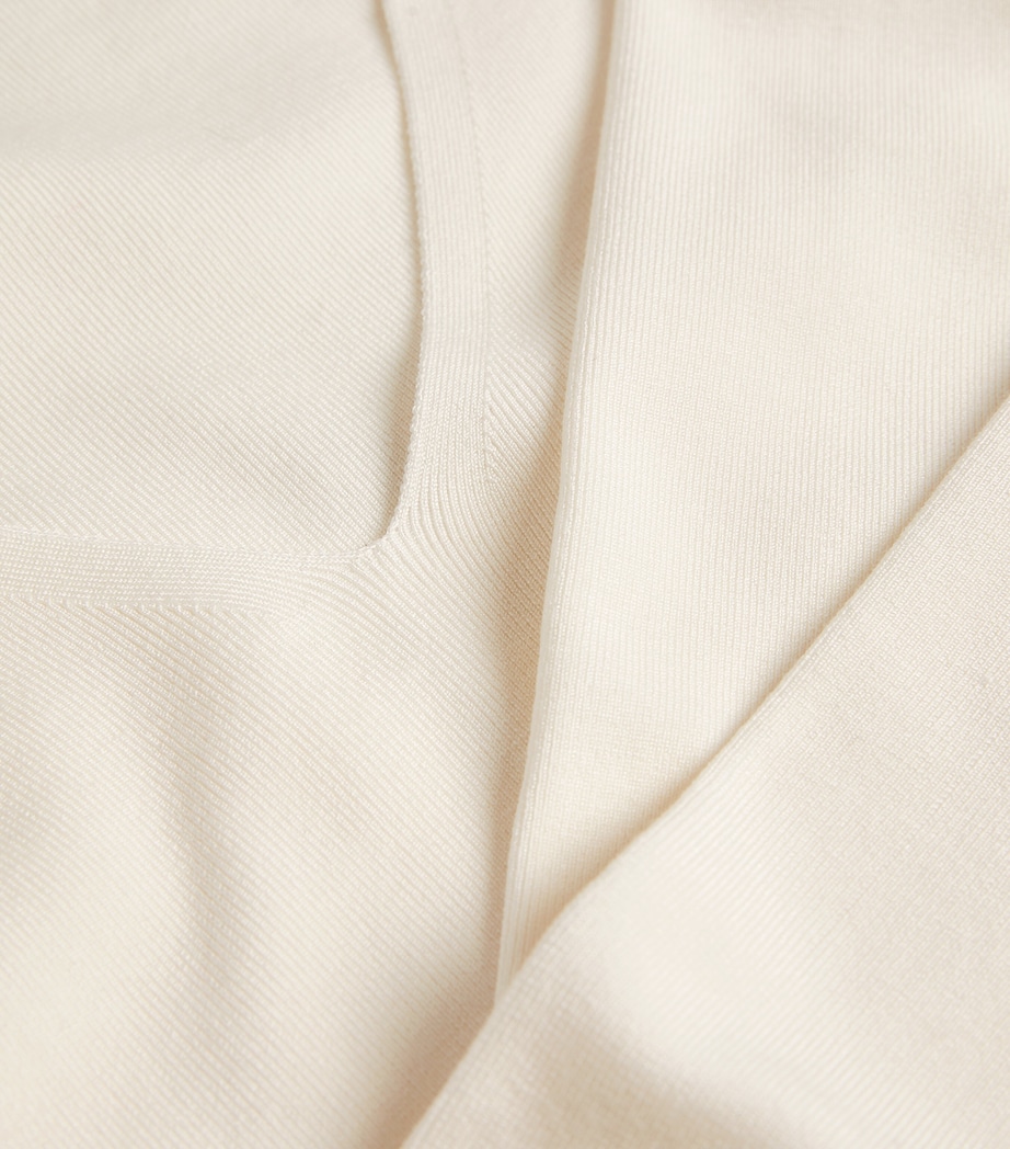 Silk Stretch V Neck Top IVORY Image 5