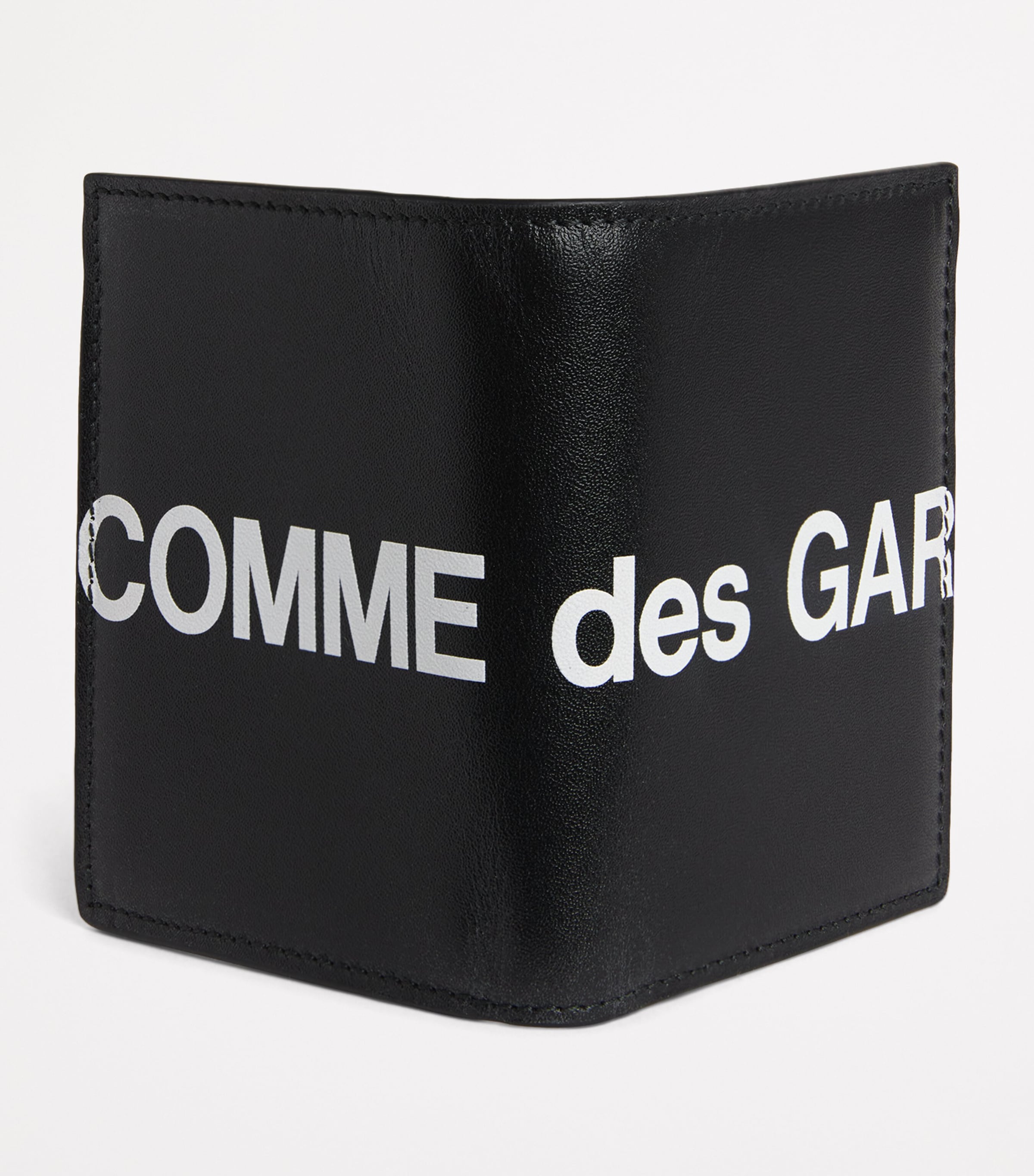 Comme Des Garçons Wallet Leather Logo Bifold Wallet Black Image 3