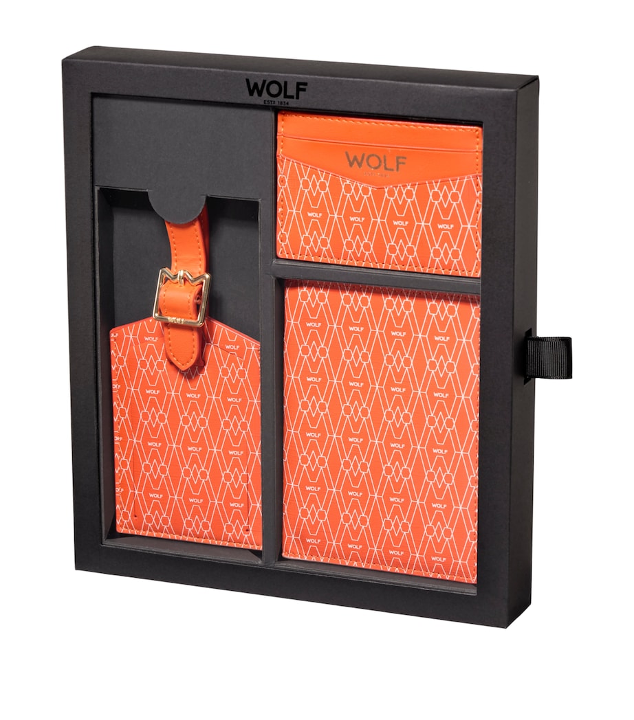 WOLF Signature Passport Holder, Card Holder and Luggage Tag Gift Set Orange Image 2