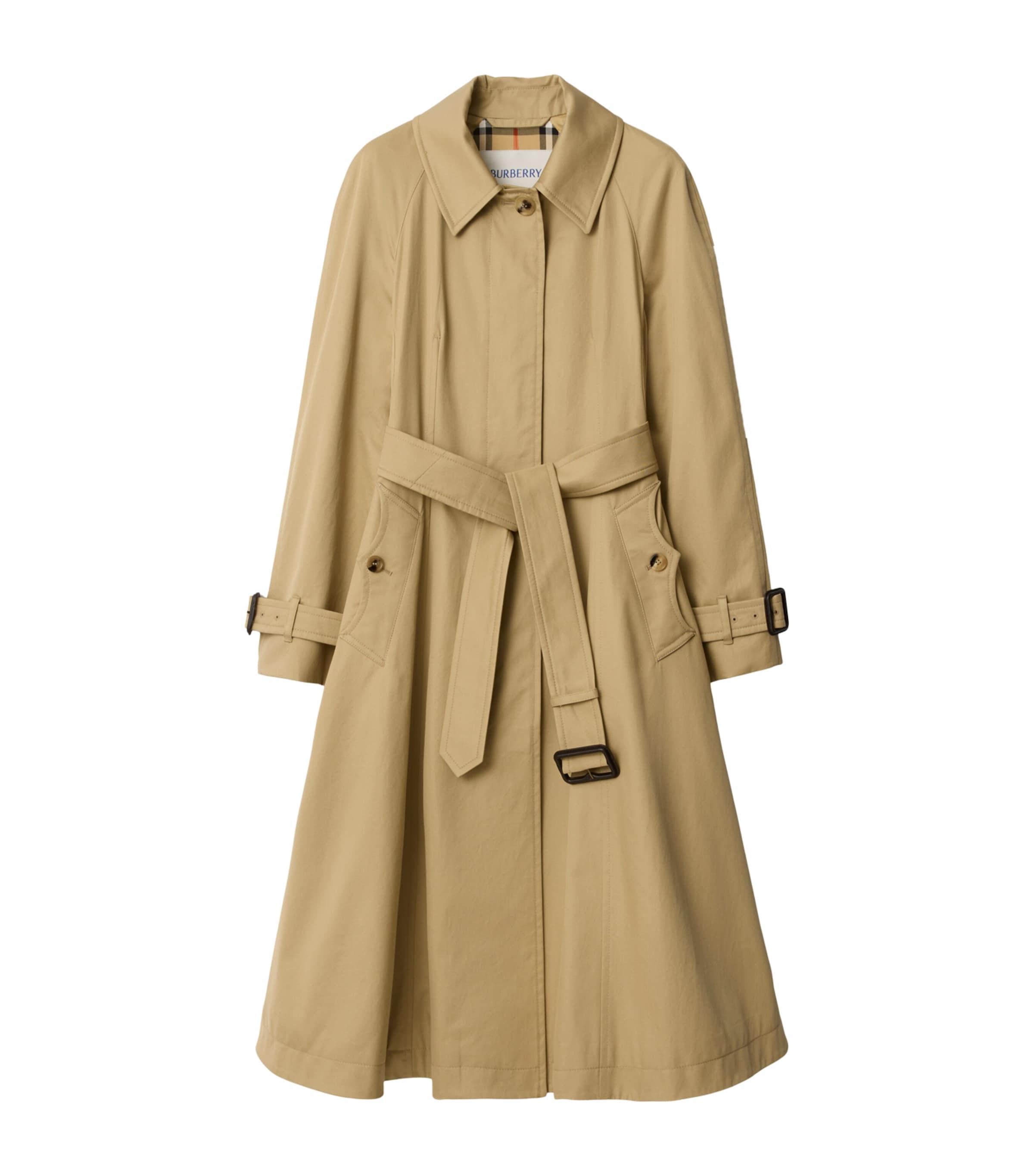 Burberry Gabardine Ellingham Long Car Coat Beige