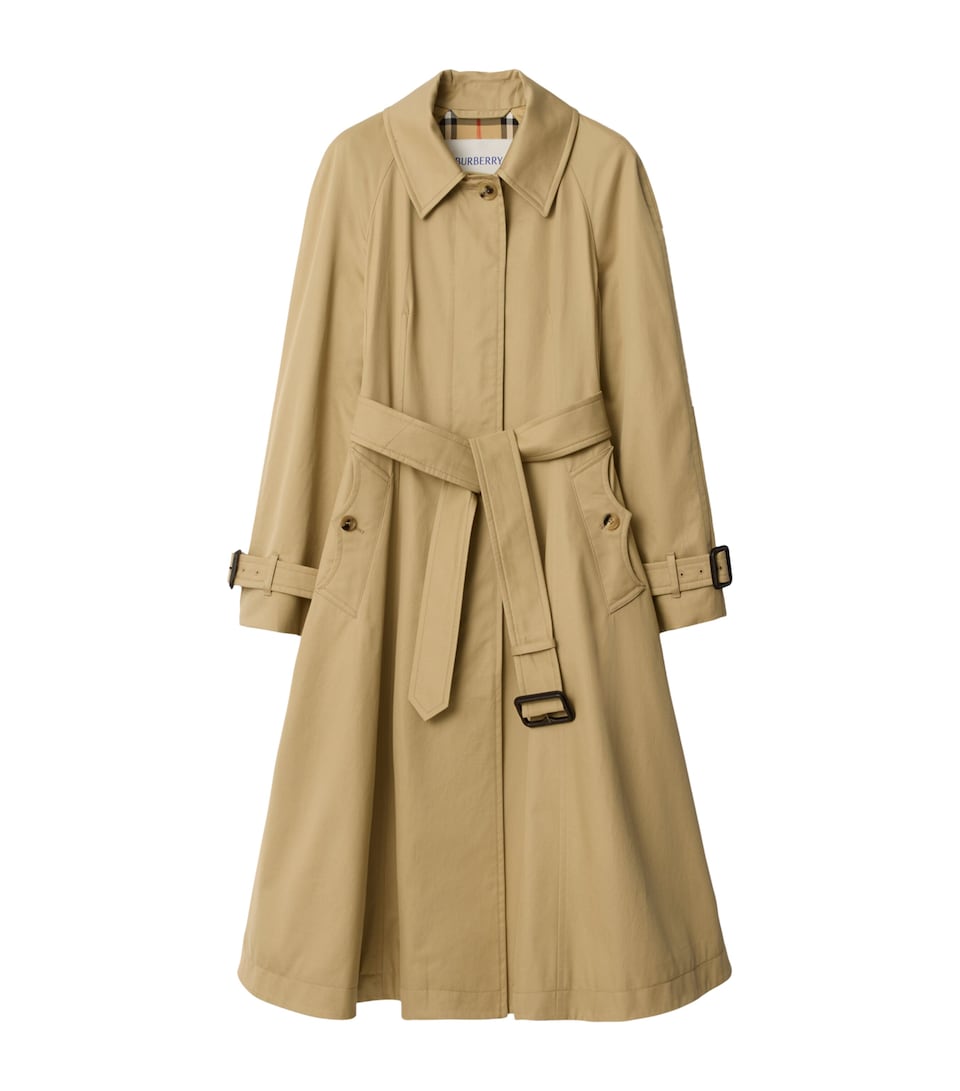 Burberry Gabardine Ellingham Long Car Coat Beige
