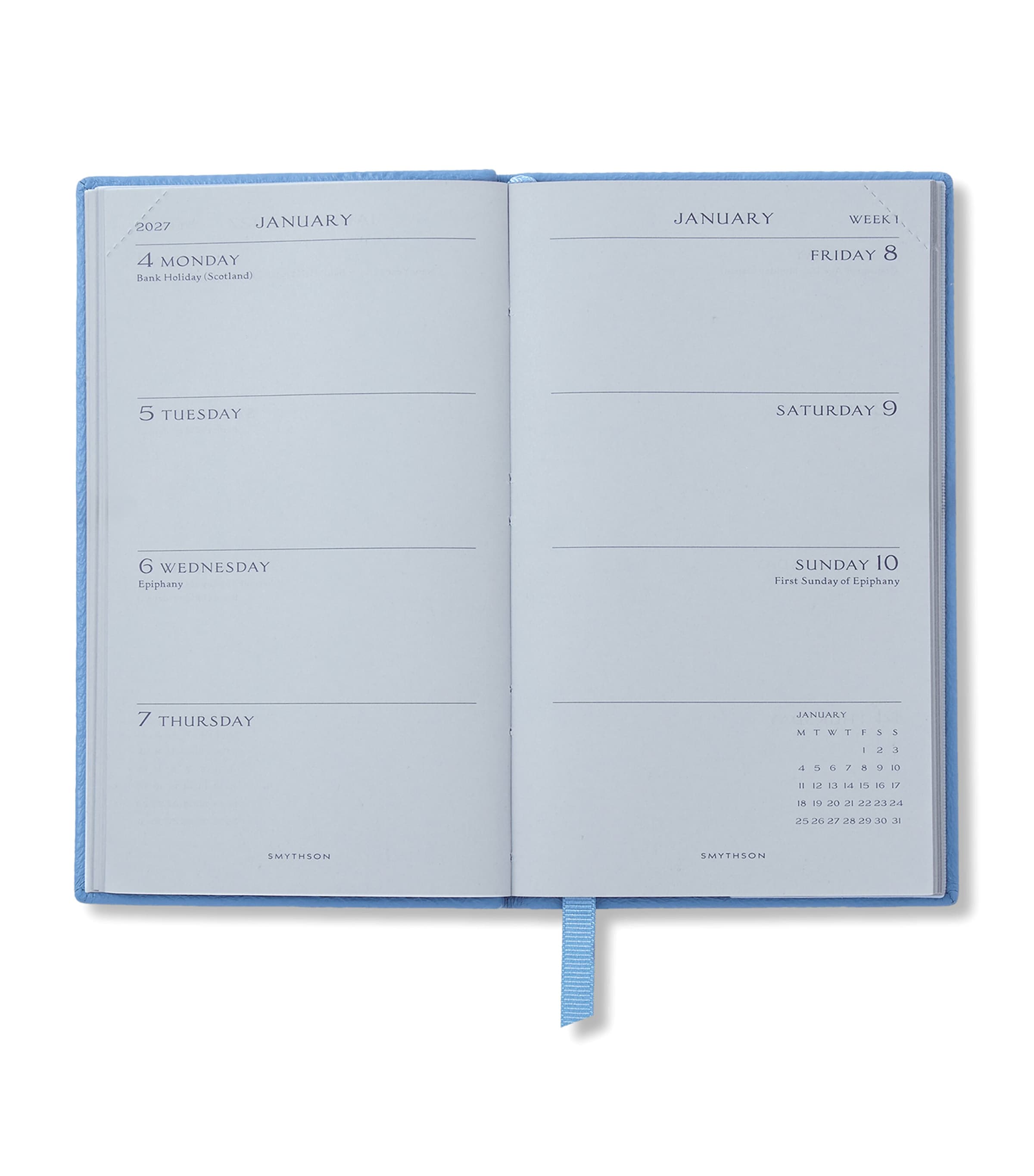 Smythson Leather Panama Weekly Diary 2027 Nile Blue Image 2