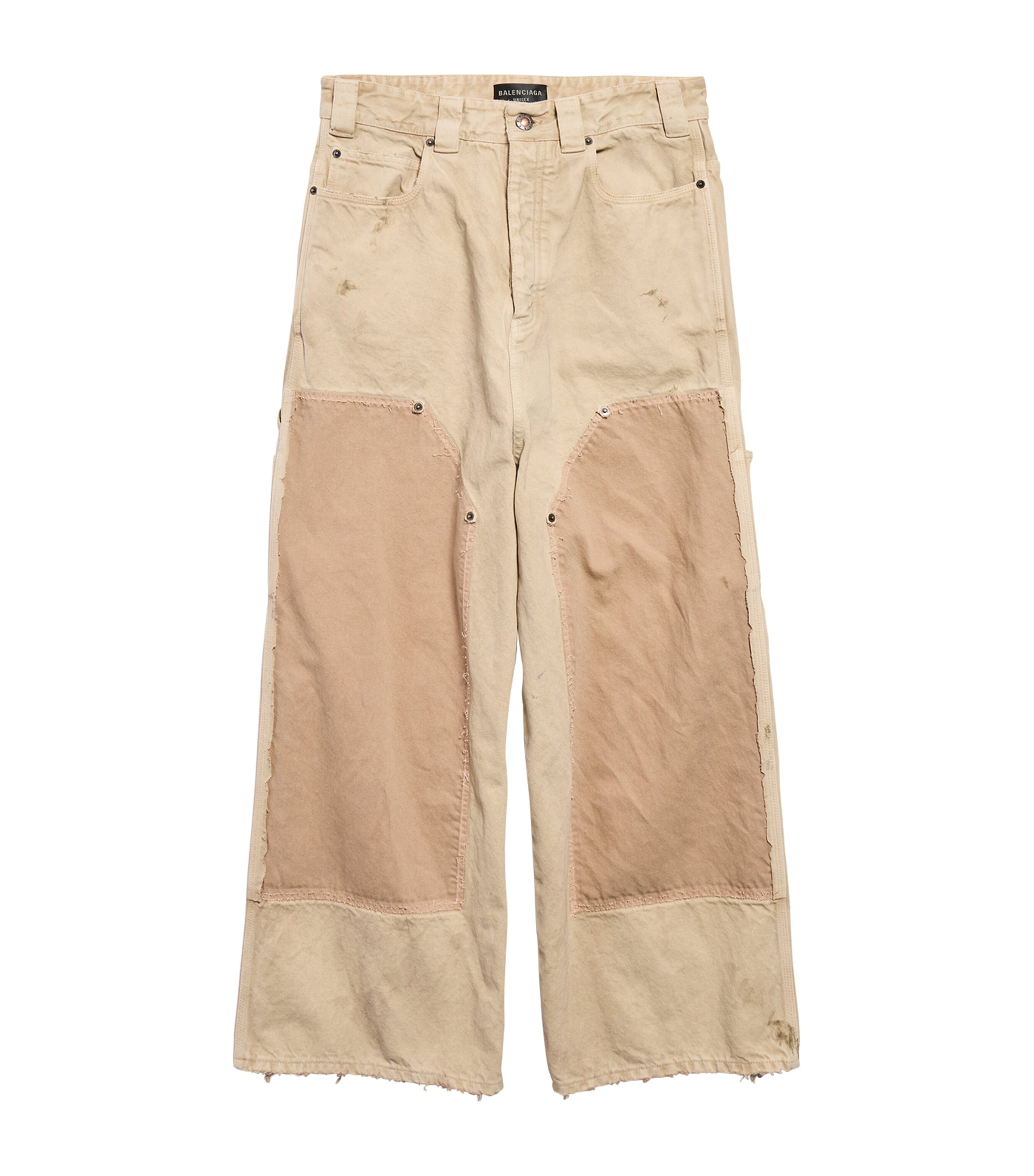 Balenciaga Straight Trousers Contrast Panels In Neutral