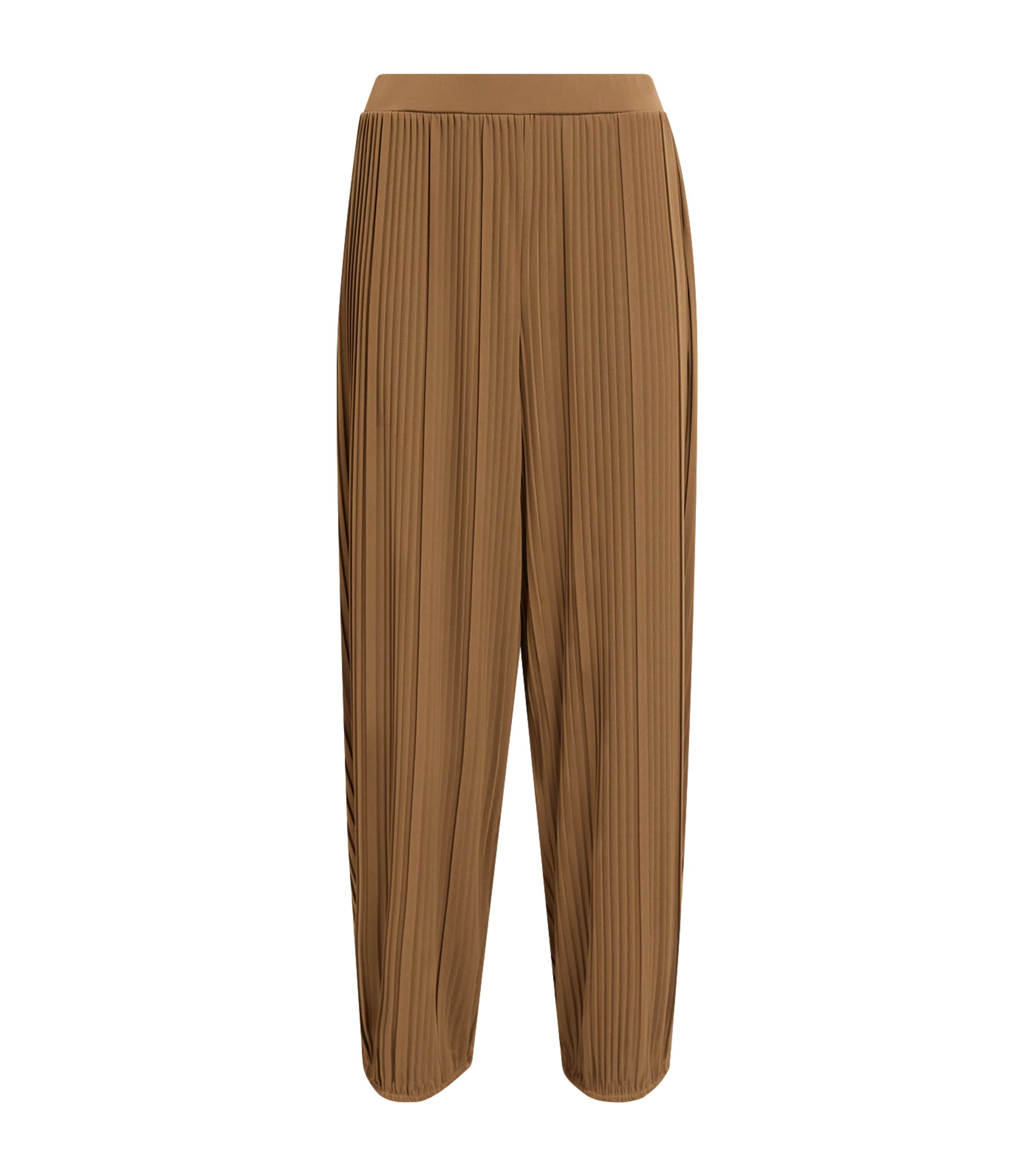MM Womens Chiffon Plissé Pleated Trousers Hazelnut Brown Image 1