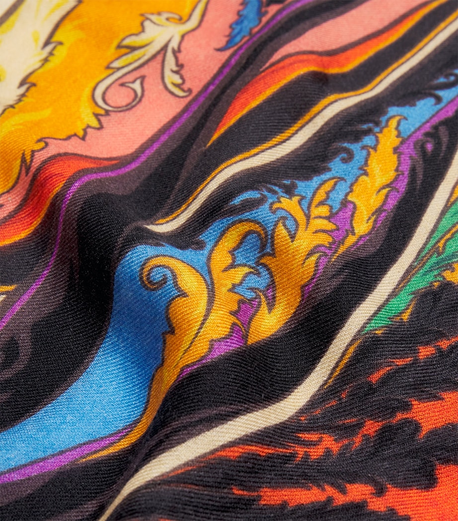 Wool-Cashmere-Silk Printed Scarf X0804 Image 5