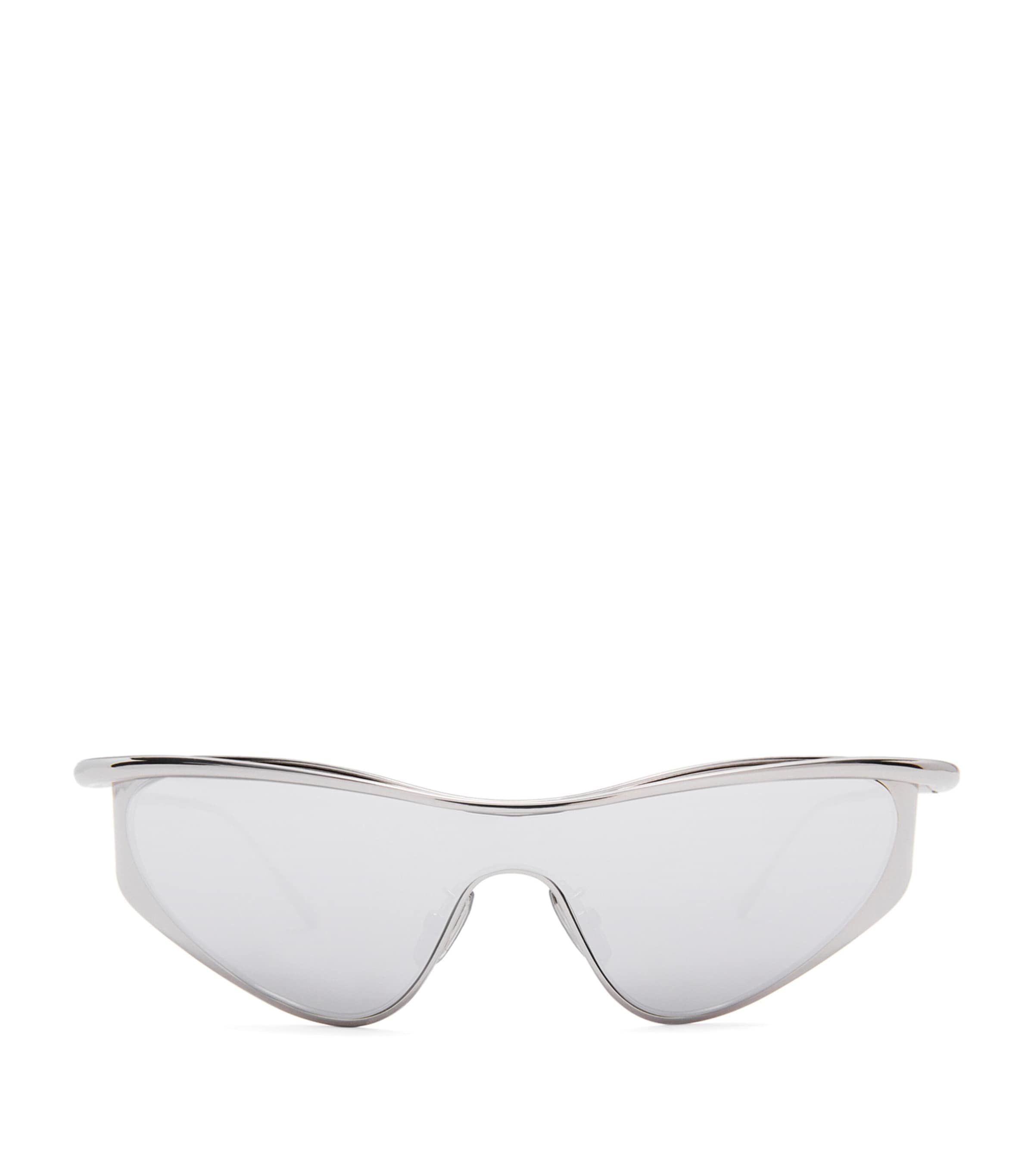 Loewe Signature Metal & Nylon Shield Sunglasses In Silver