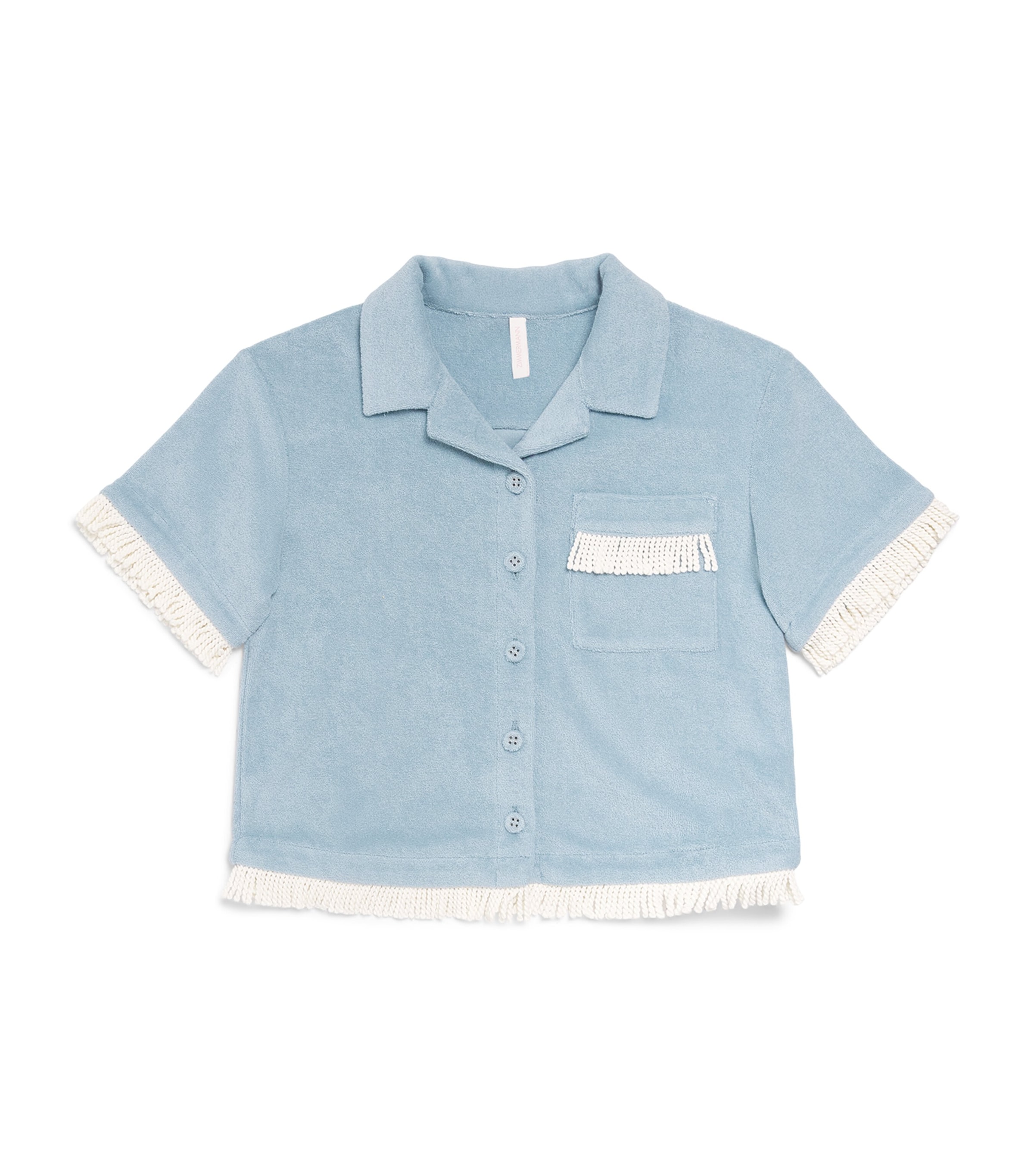 Zimmermann Kids Terry Fringed Awaken Shirt (1-12 Years) Light Blue Image 1