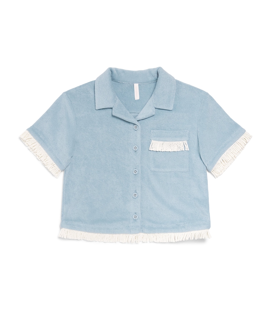 Zimmermann Kids Terry Fringed Awaken Shirt (1-12 Years) Light Blue Image 1