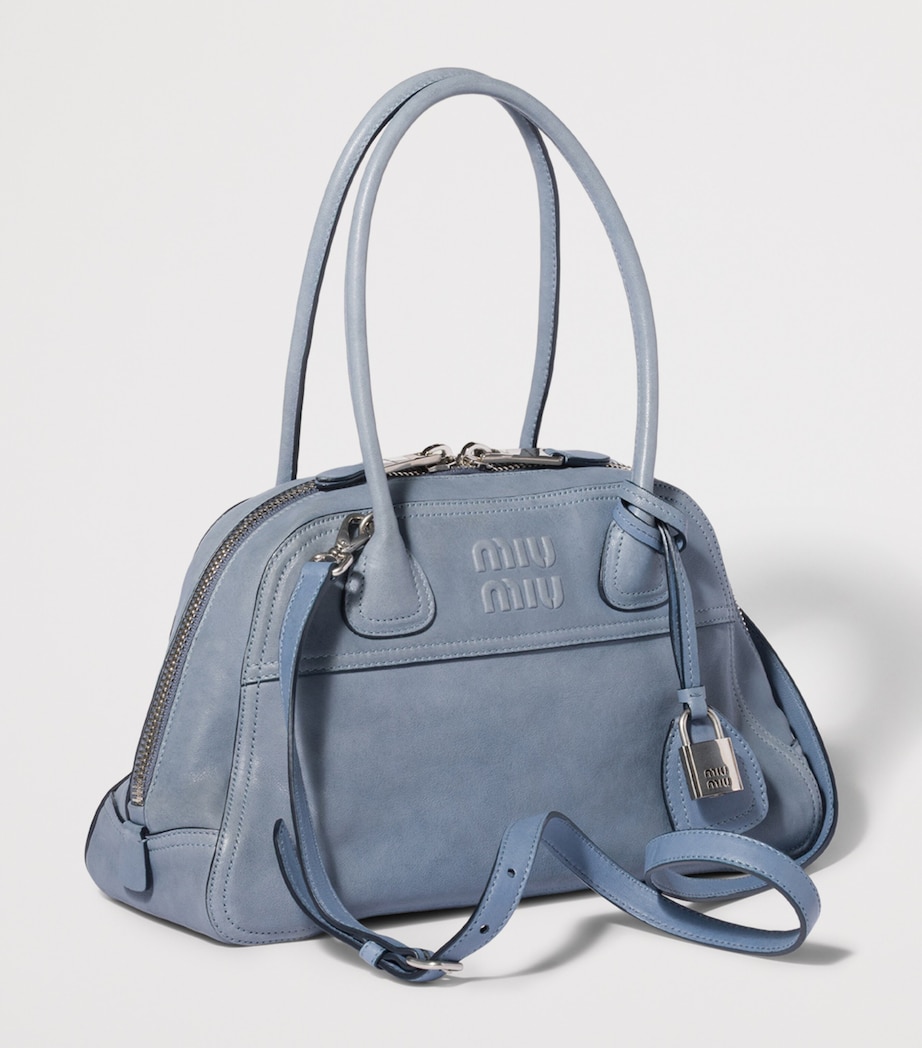Miu Miu Large Nappa Leather Vivant Top-Handle Bag Blue Image 2