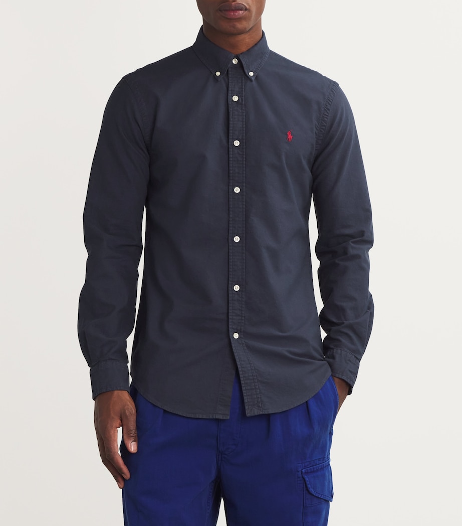 Cotton Logo-Embroidered Shirt RL NAVY Image 3