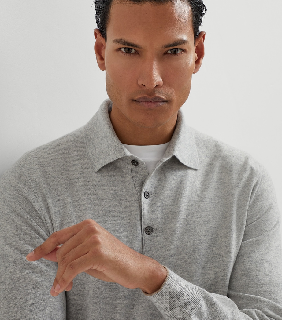 Cashmere Long-Sleeve Polo Sweater CK773 Image 6