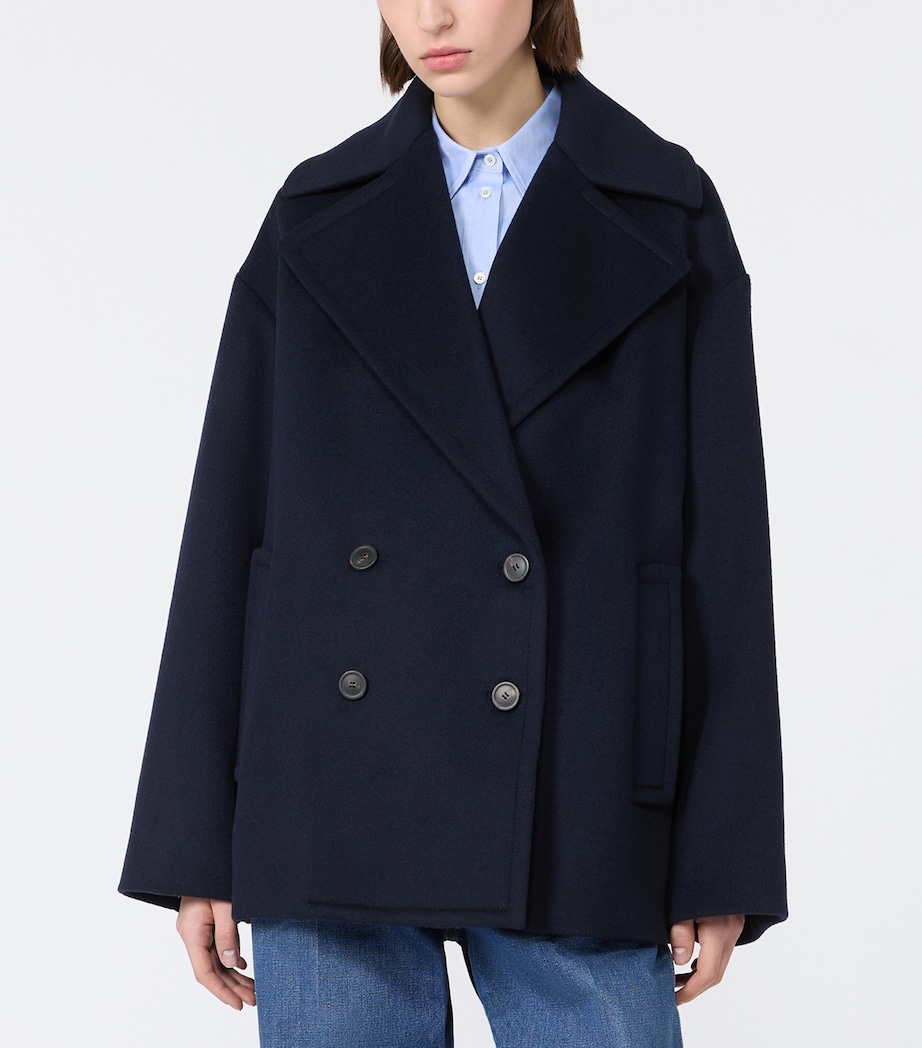 Weekend Max Mara Womens Virgin Wool Short Coat Navy Image 3