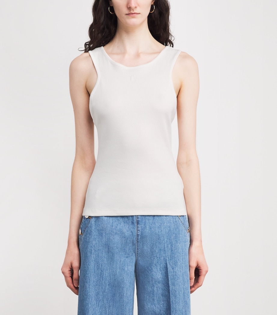 Stretch-Cotton Logo Tank Top IVORY Image 3
