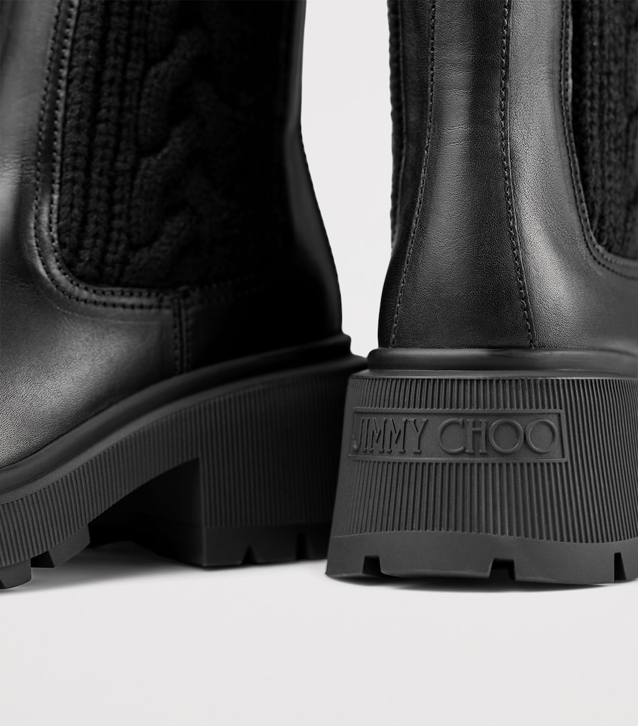 Tamia 70 Leather and Knit Boots BLACK/BLACK Image 3