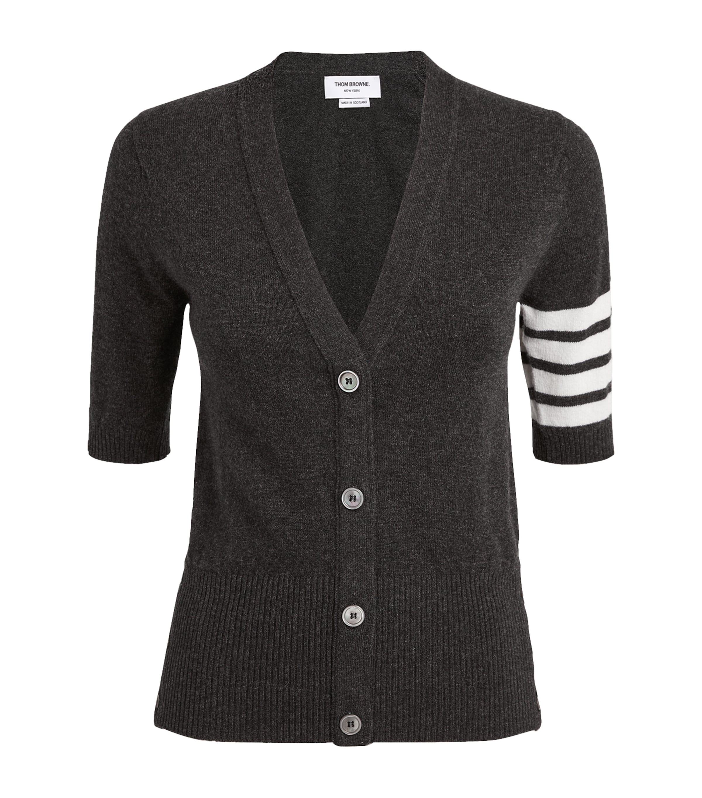 Thom Browne Short-sleeved Cardigan In Grey