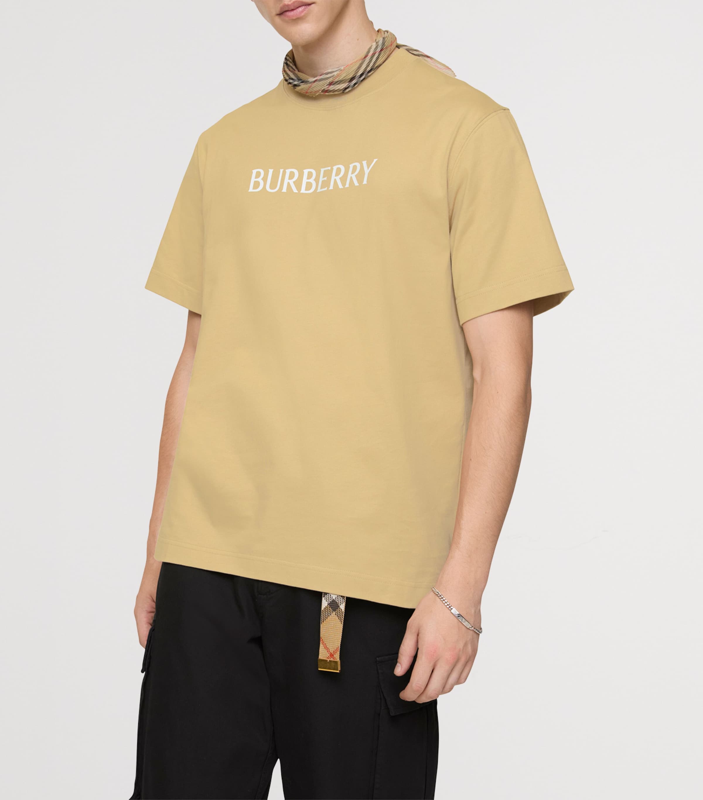 Cotton Logo Slim T-Shirt FLAX Image 2