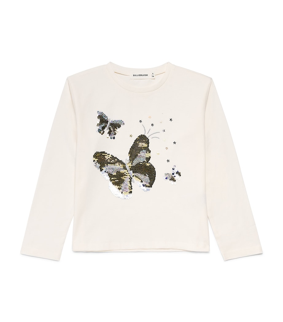 Billieblush Cotton Sequinned T-Shirt (4-12 Years) Ivory Image 1