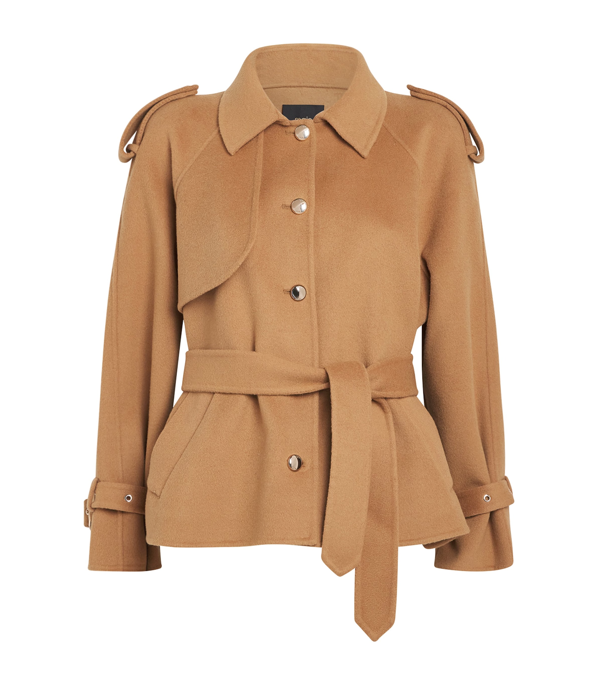 Maje Wool-blend Coat In Brown