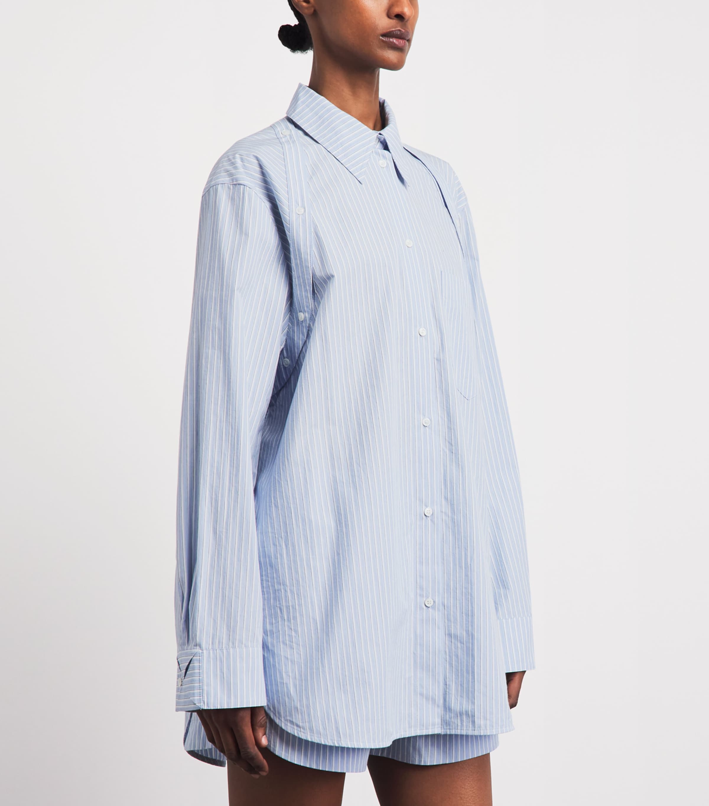 Nanushka Womens Cotton Nananda Shirt Blue/white/navy Image 4