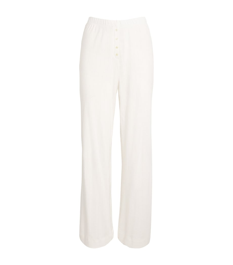 Cotton Pointelle Lounge Trousers WHITE Image 1