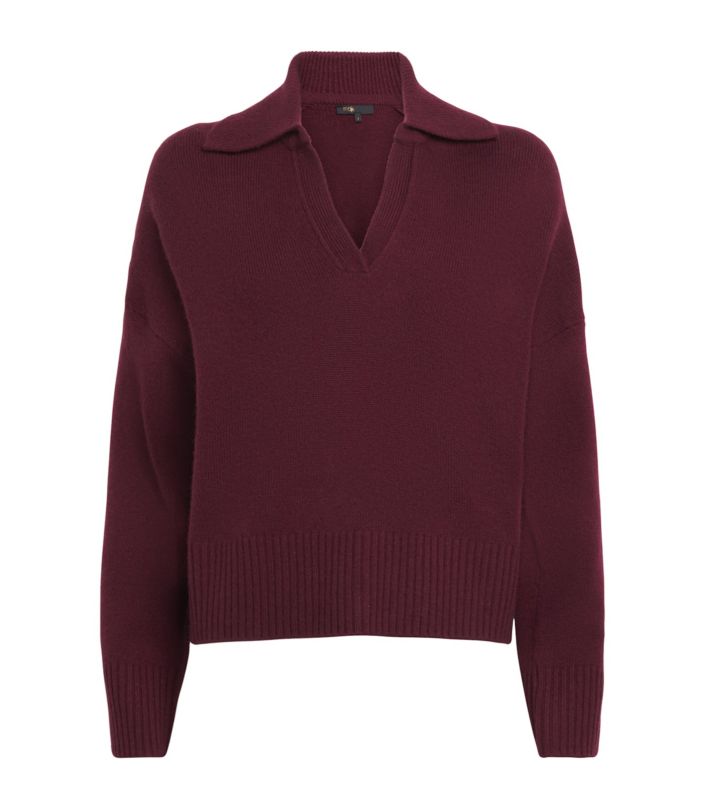 Maje Wool-blend Sweater In Burgundy