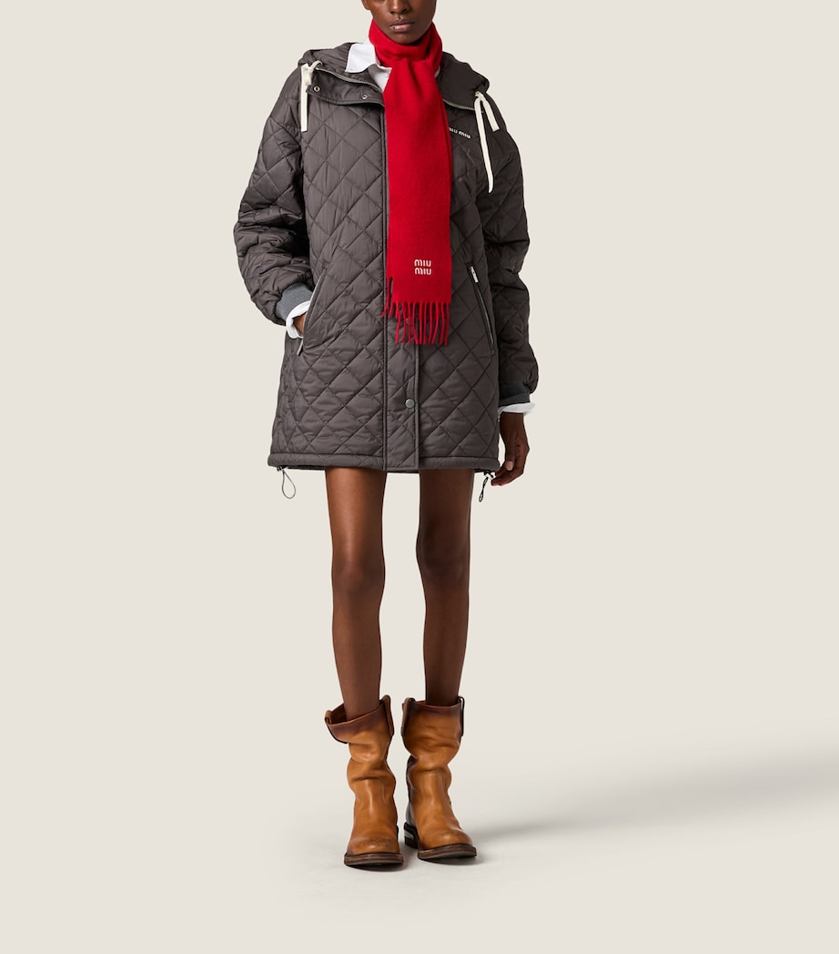 Miu Miu Womens Technical Ponge Down Quilted Coat Grey Image 2