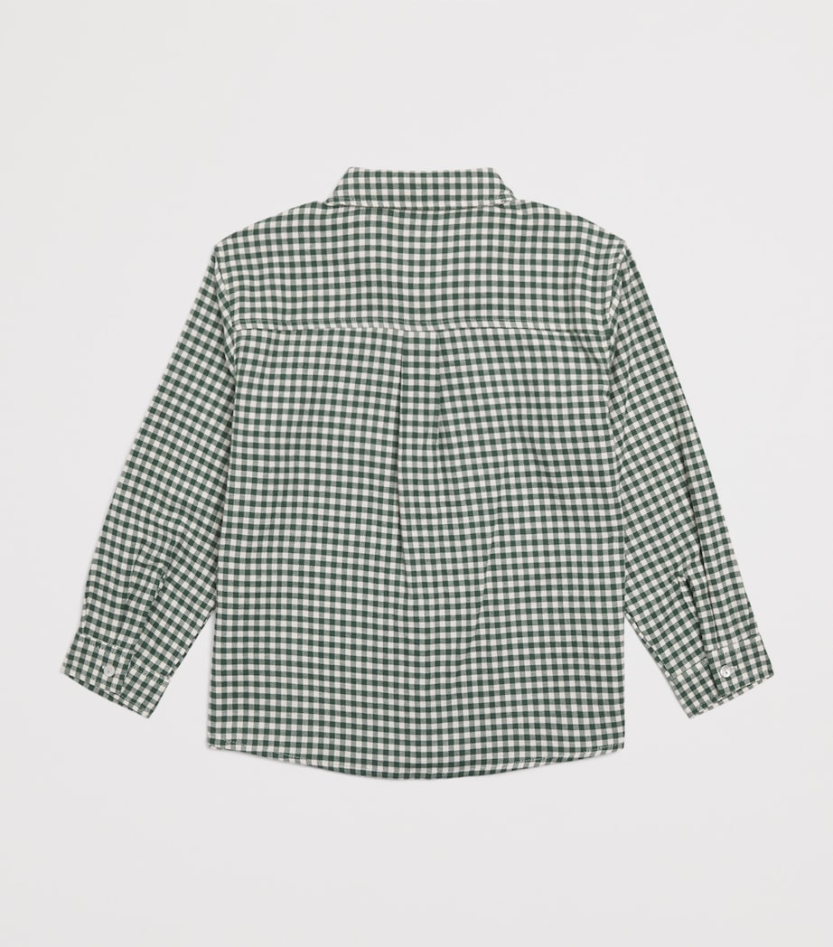 Organic Cotton Check Shirt (5-10 Years) P40022 GREEN CHECK Image 2