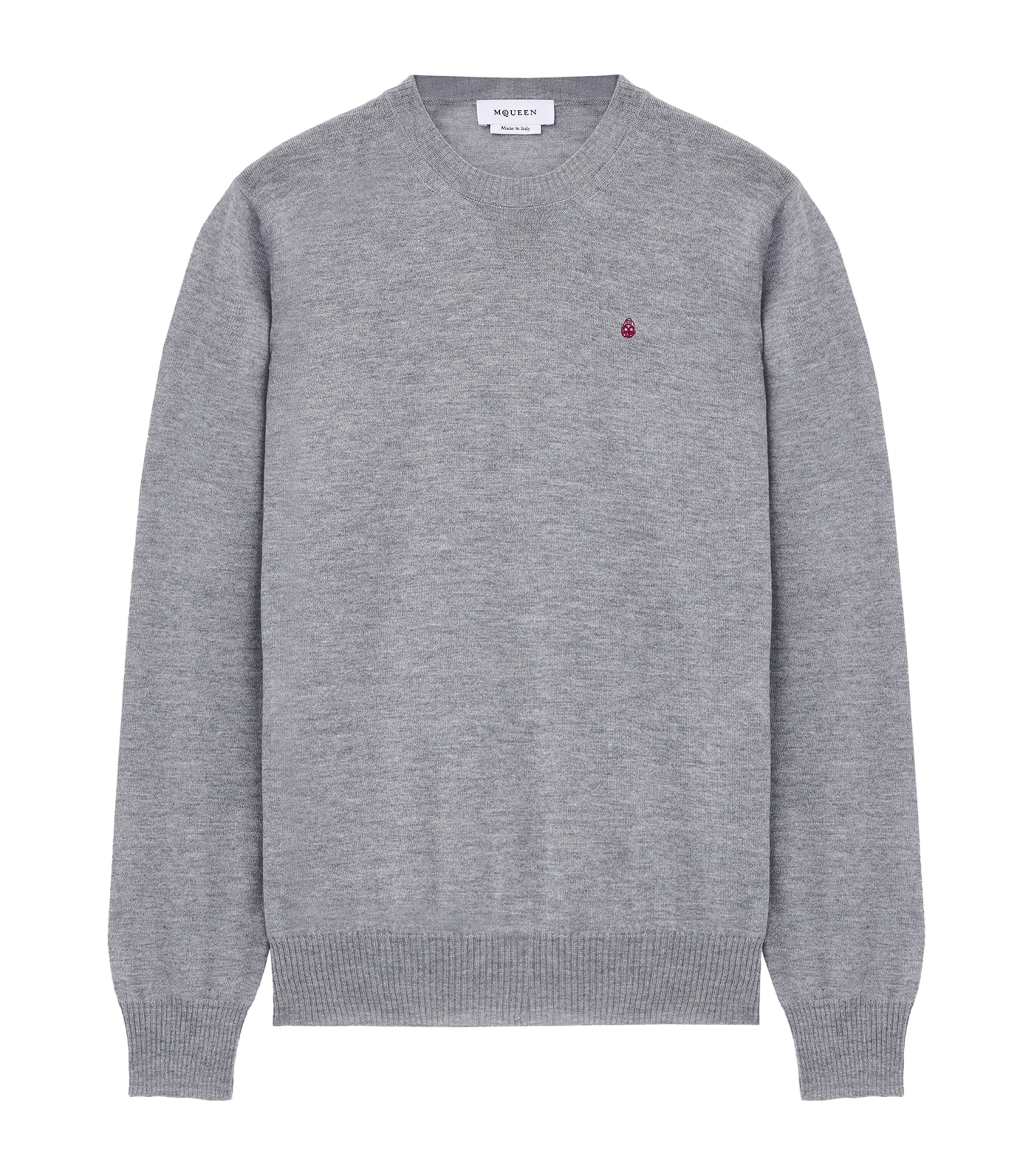 Alexander Mcqueen Sweater With Reverse Skull Motif Embroidered Knitwear Grey In Gray