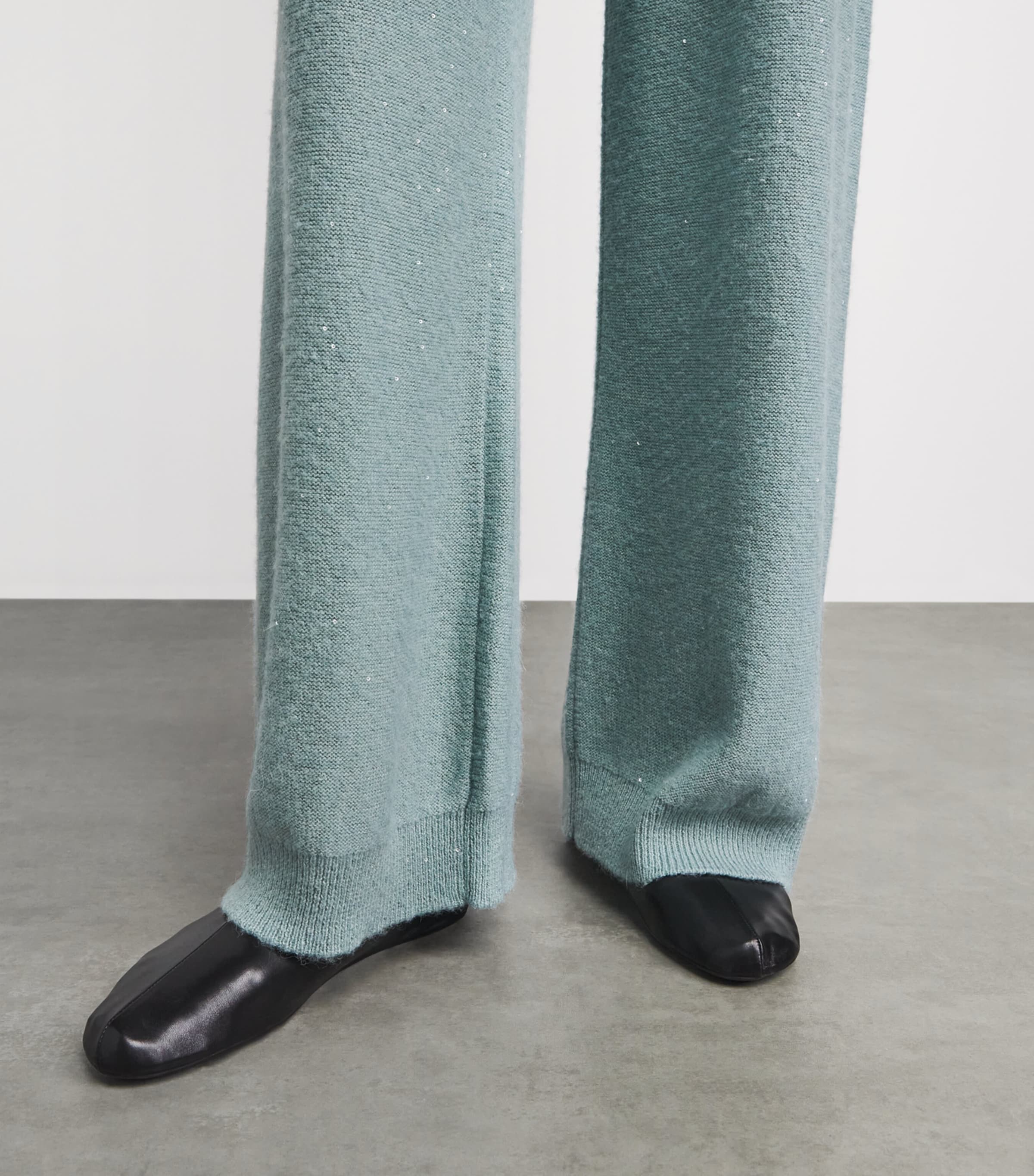 Fabiana Filippi Womens Wool-Silk-Blend Embellished Trousers Verde Image 3
