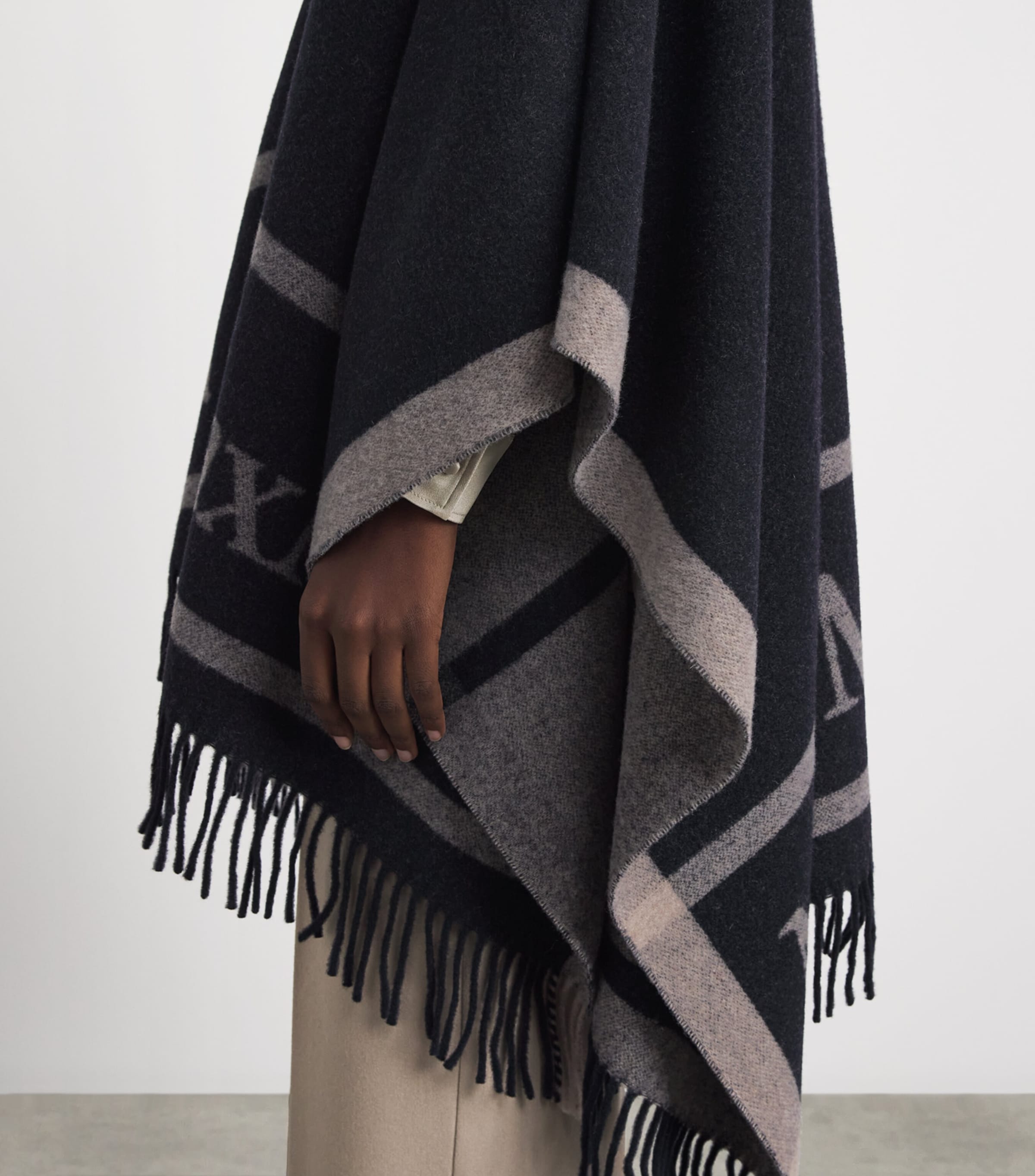 Max Mara Womens Wool Logo Poncho Ultramarine Image 5