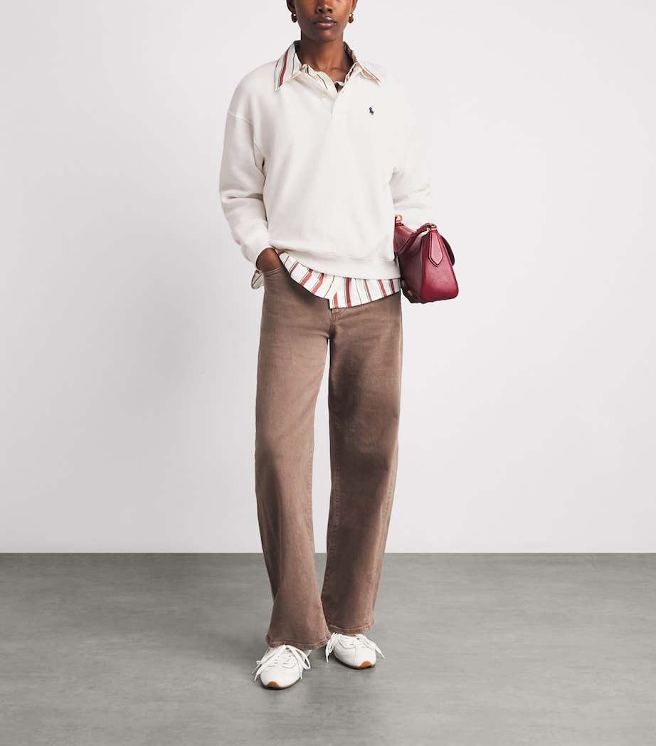 Polo Ralph Lauren Womens Fleece Polo Sweatshirt White Image 2