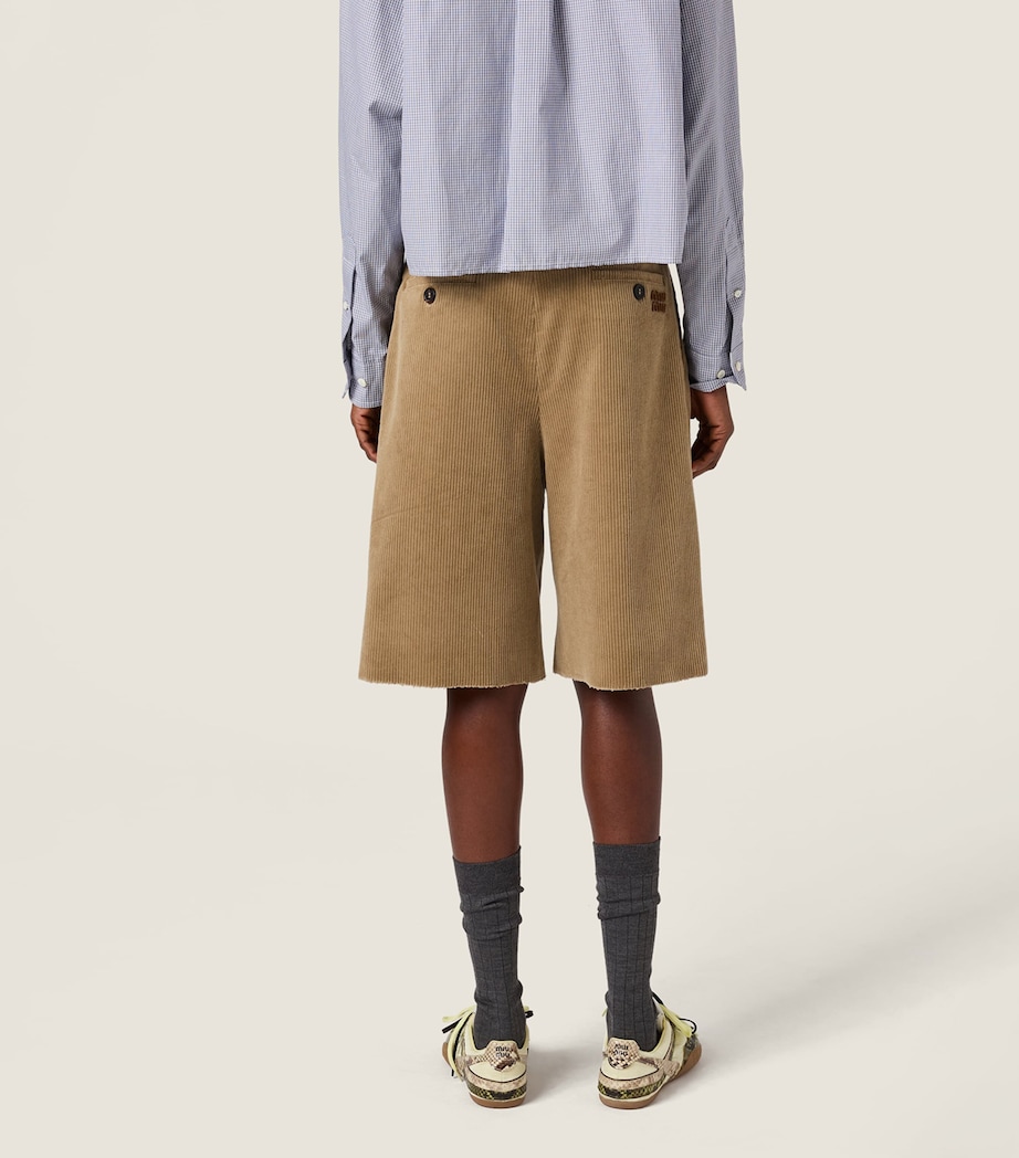 Miu Miu Womens Corduroy Shorts Neutral Image 3