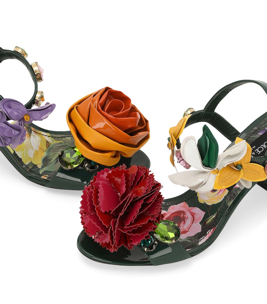 Leather Floral Heeled Sandals 8D531-VERDONE/MULTI Image 3