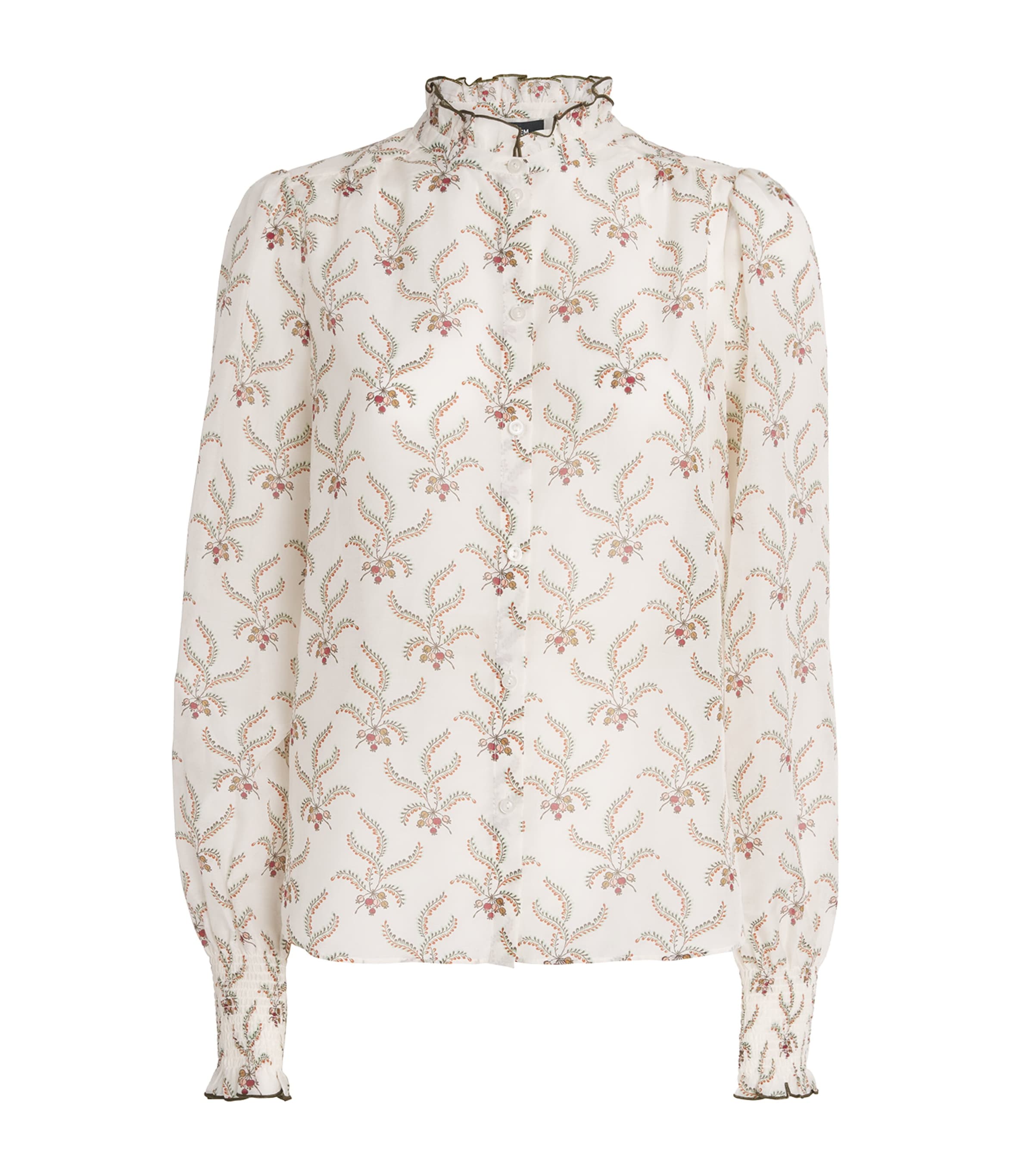 Me+em Cotton-silk Berry Print Blouse In White