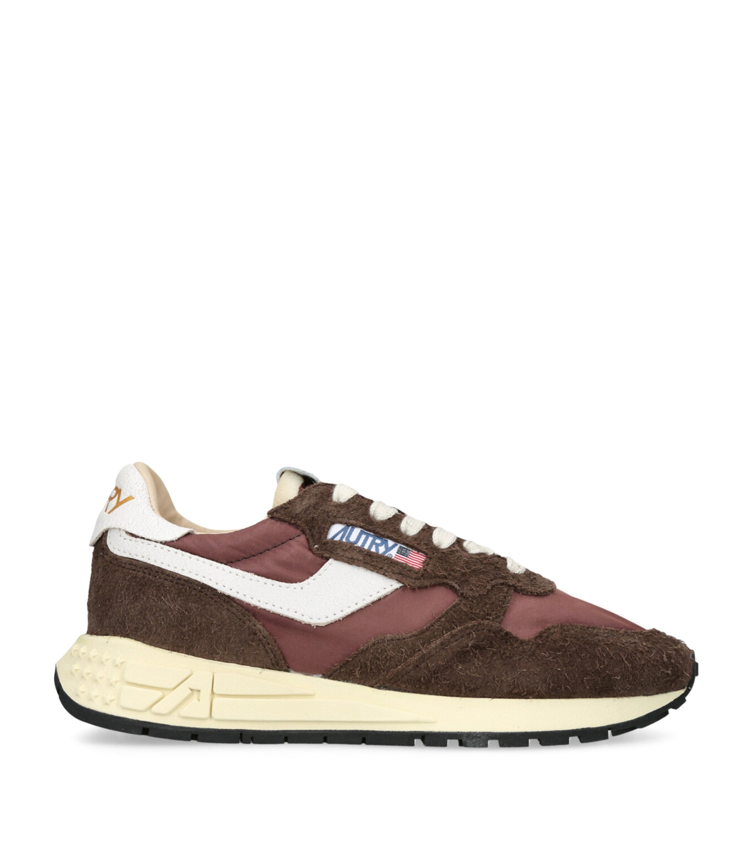 Autry Reelwind Low Panelled Suede Sneakers In Brown
