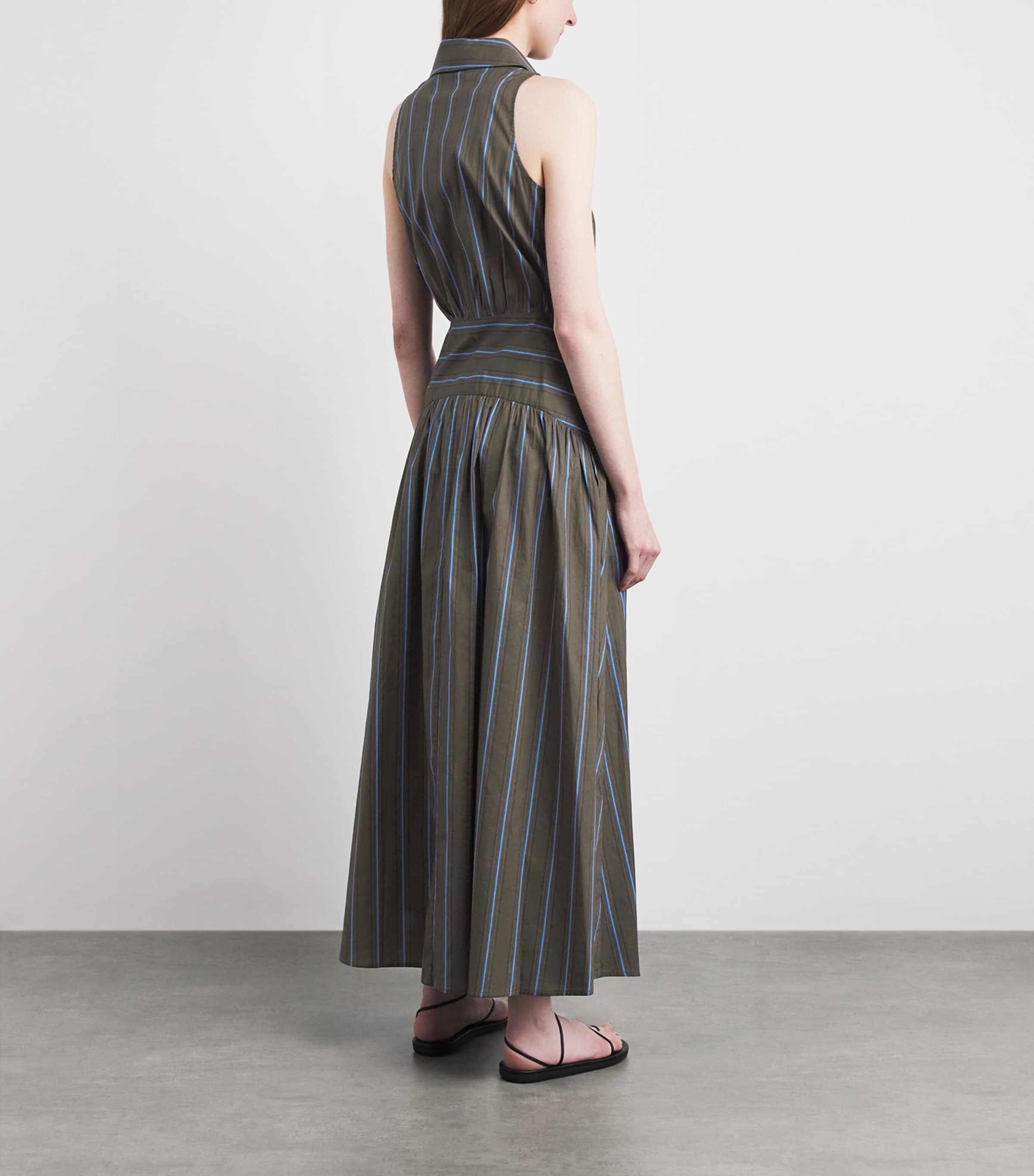 STAUD Womens Cotton-Blend Romy Maxi Dress Hnst Huntngtn Stripe Image 4