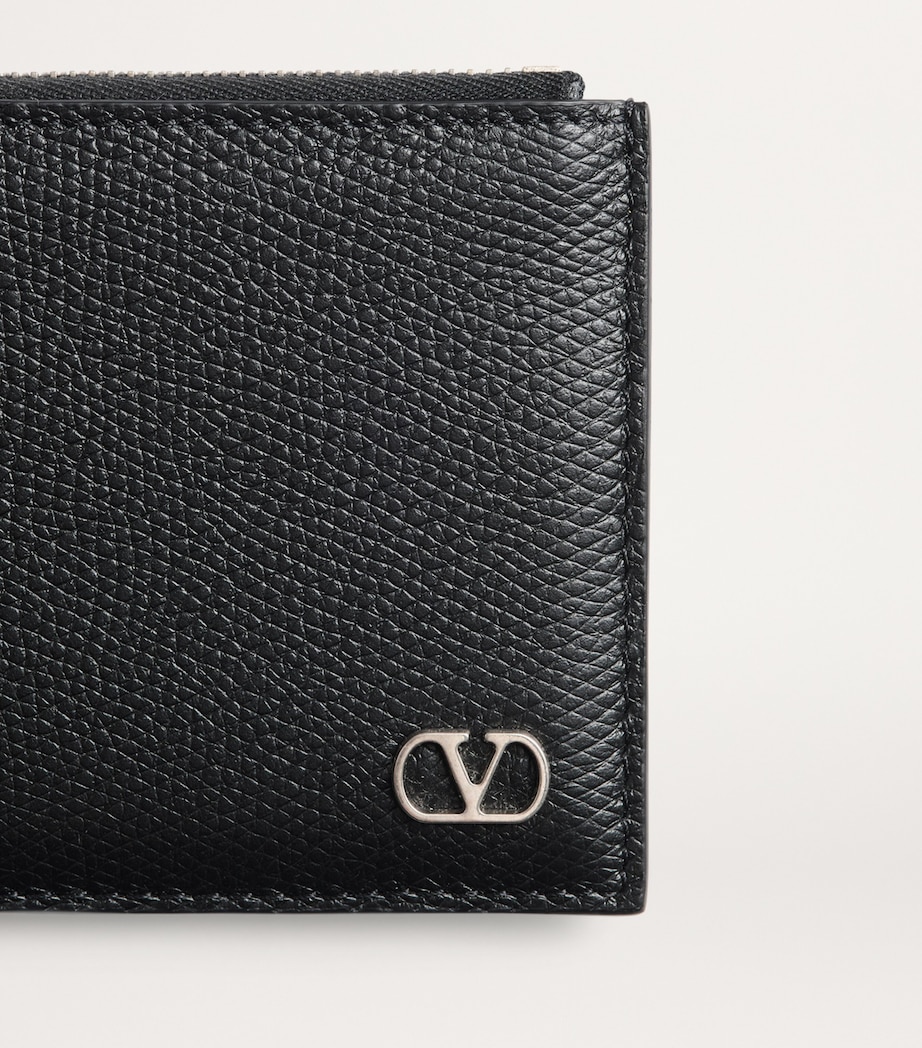 Leather VLogo Coin and Card Holder 0NO Image 5