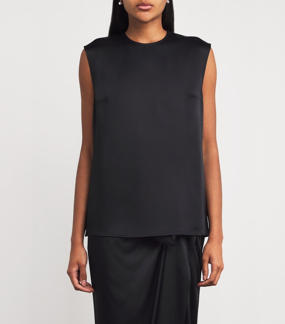 Satin Sleeveless Blouse 1000 BLACK Image 3