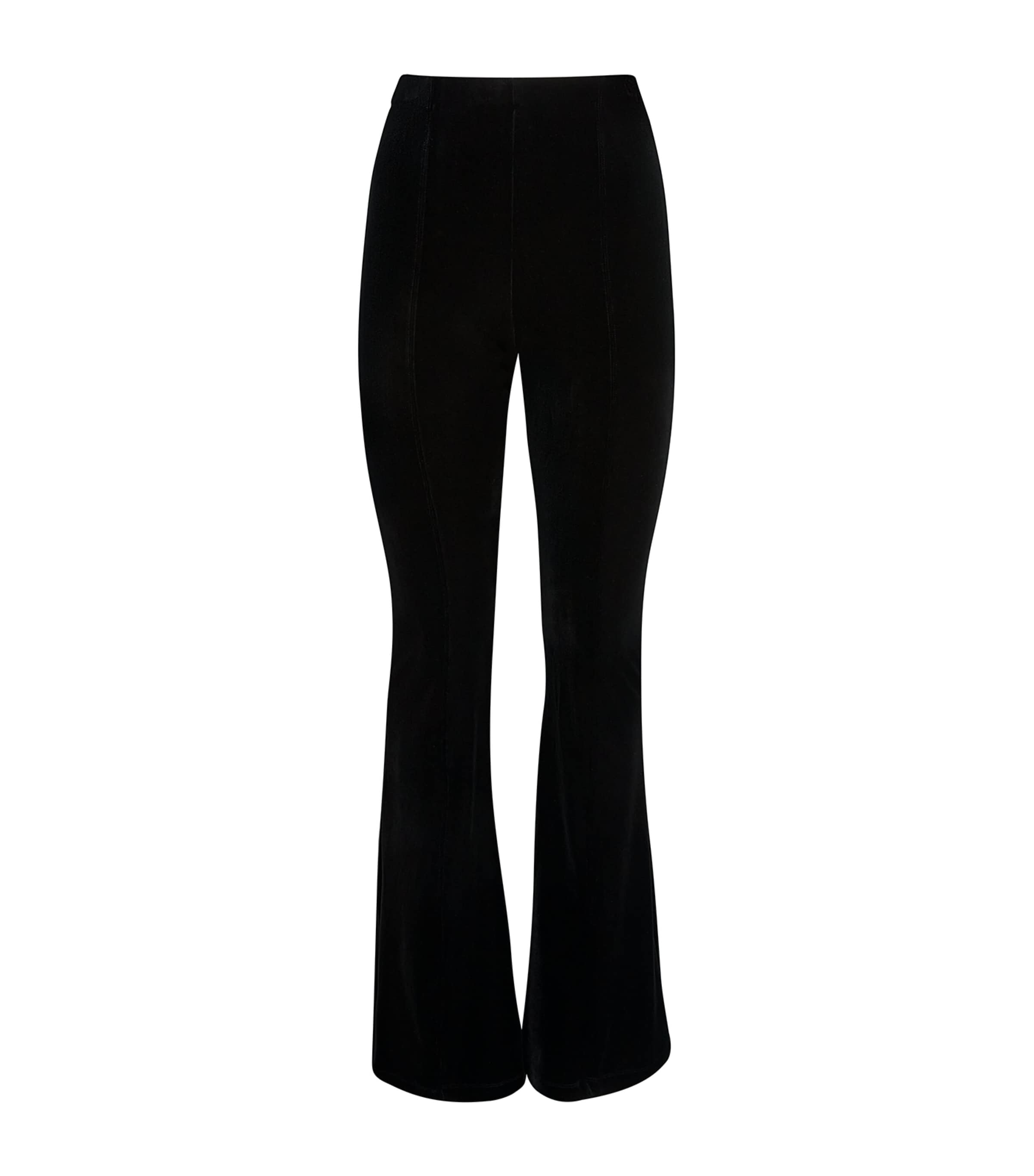 Maje Stretch-velvet Flared Trousers In Black
