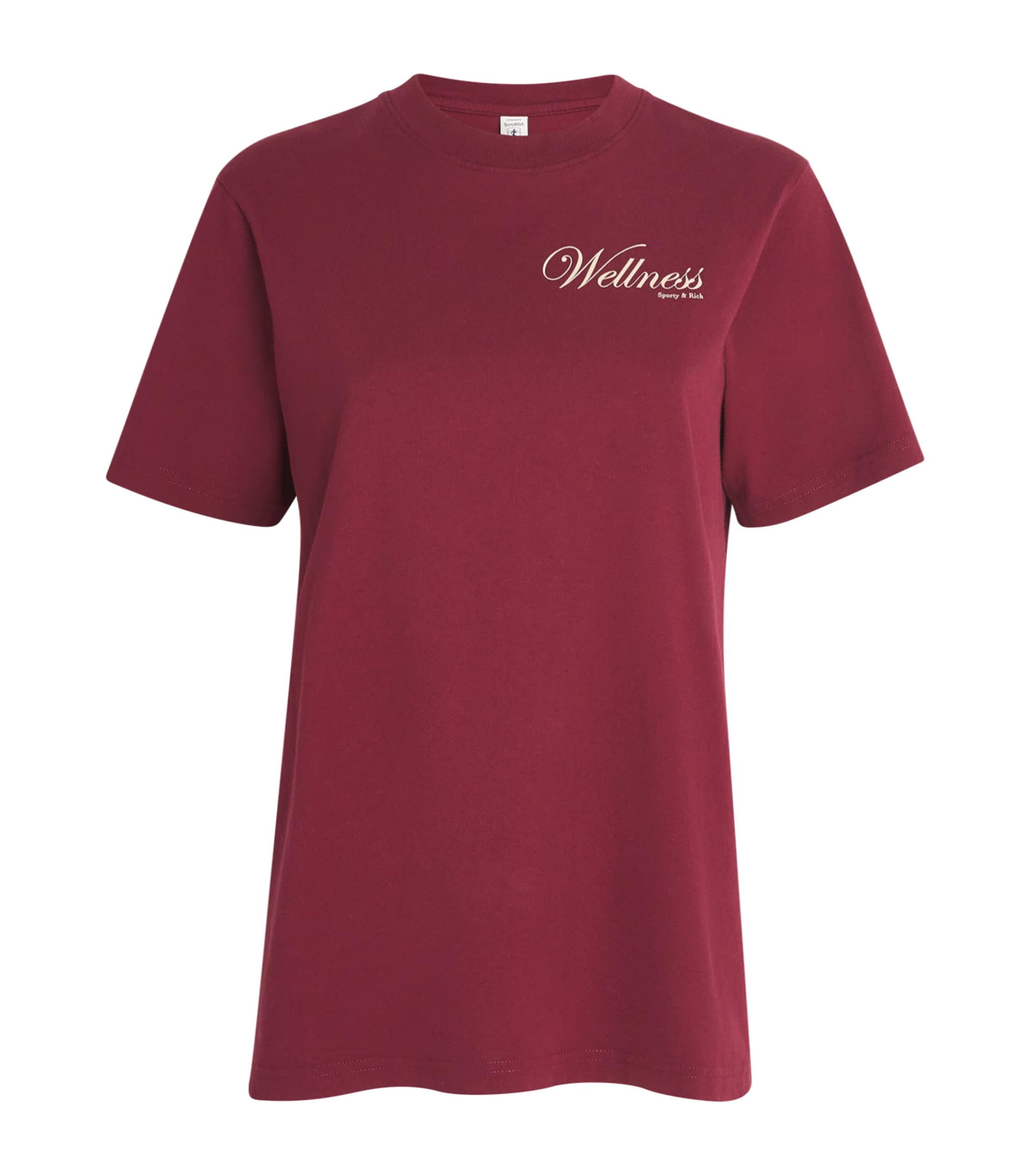Sporty & Rich Burgundy Cotton Graphic T-Shirt | Harrods UK
