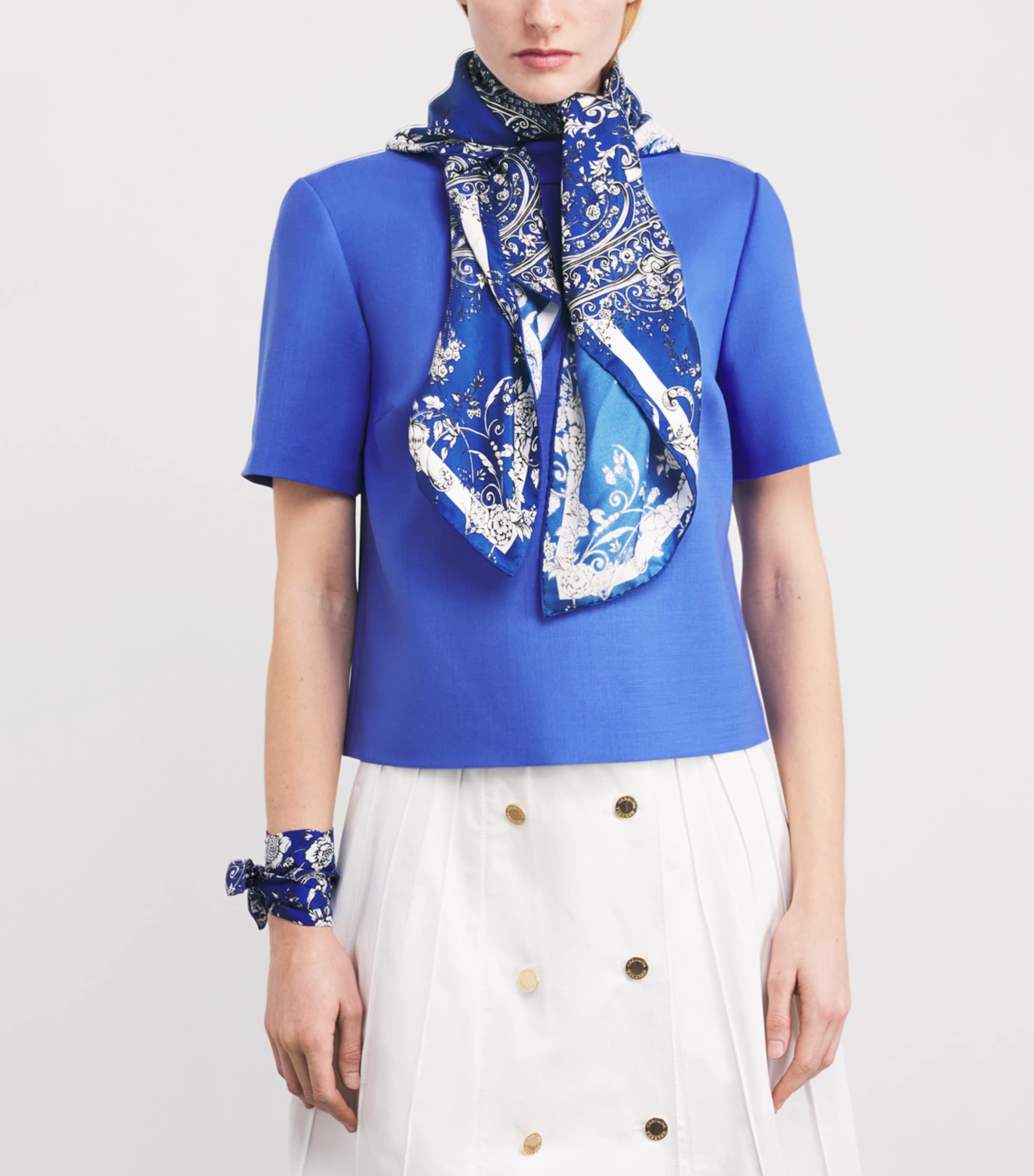 Silk Gilded Butterfly Print Scarf BLUE Image 3
