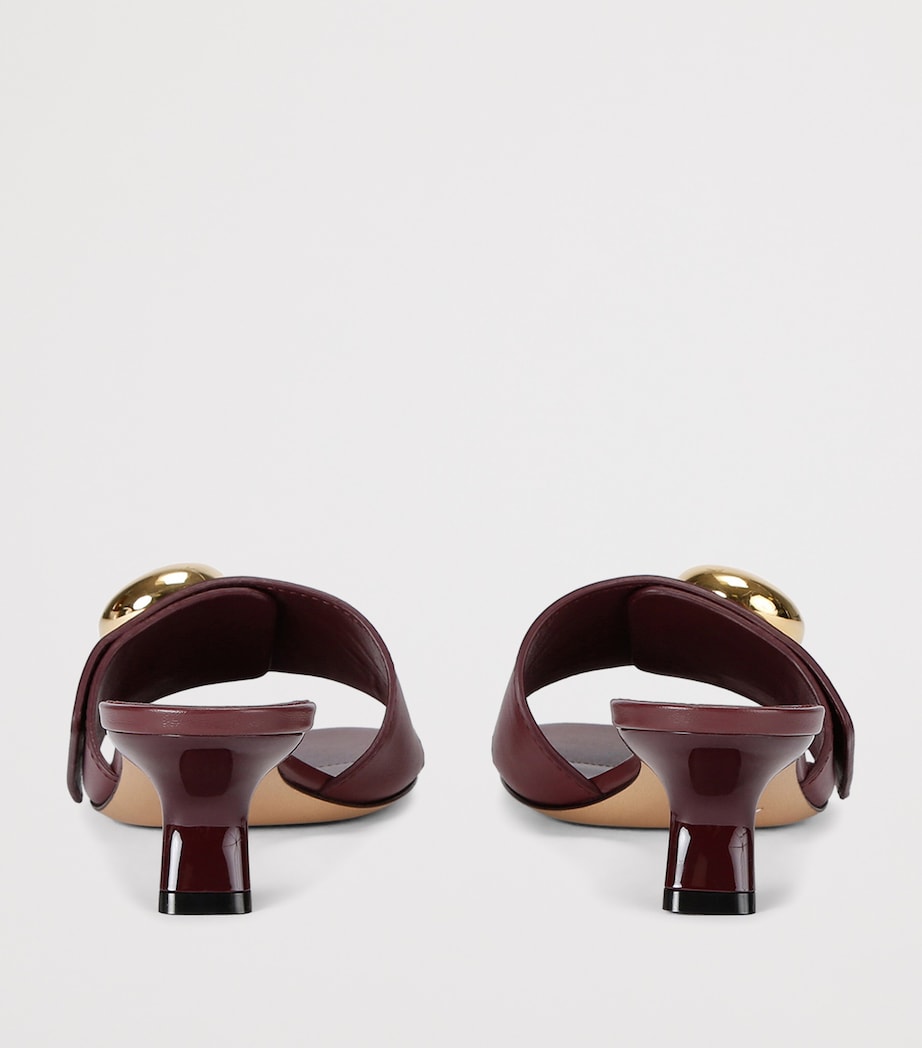 Leather Pebble Mules 45 WINE Image 2