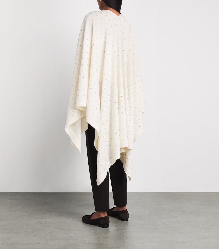 William Sharp Womens Cashmere Crystal-Embellished Cape Winter White Image 5