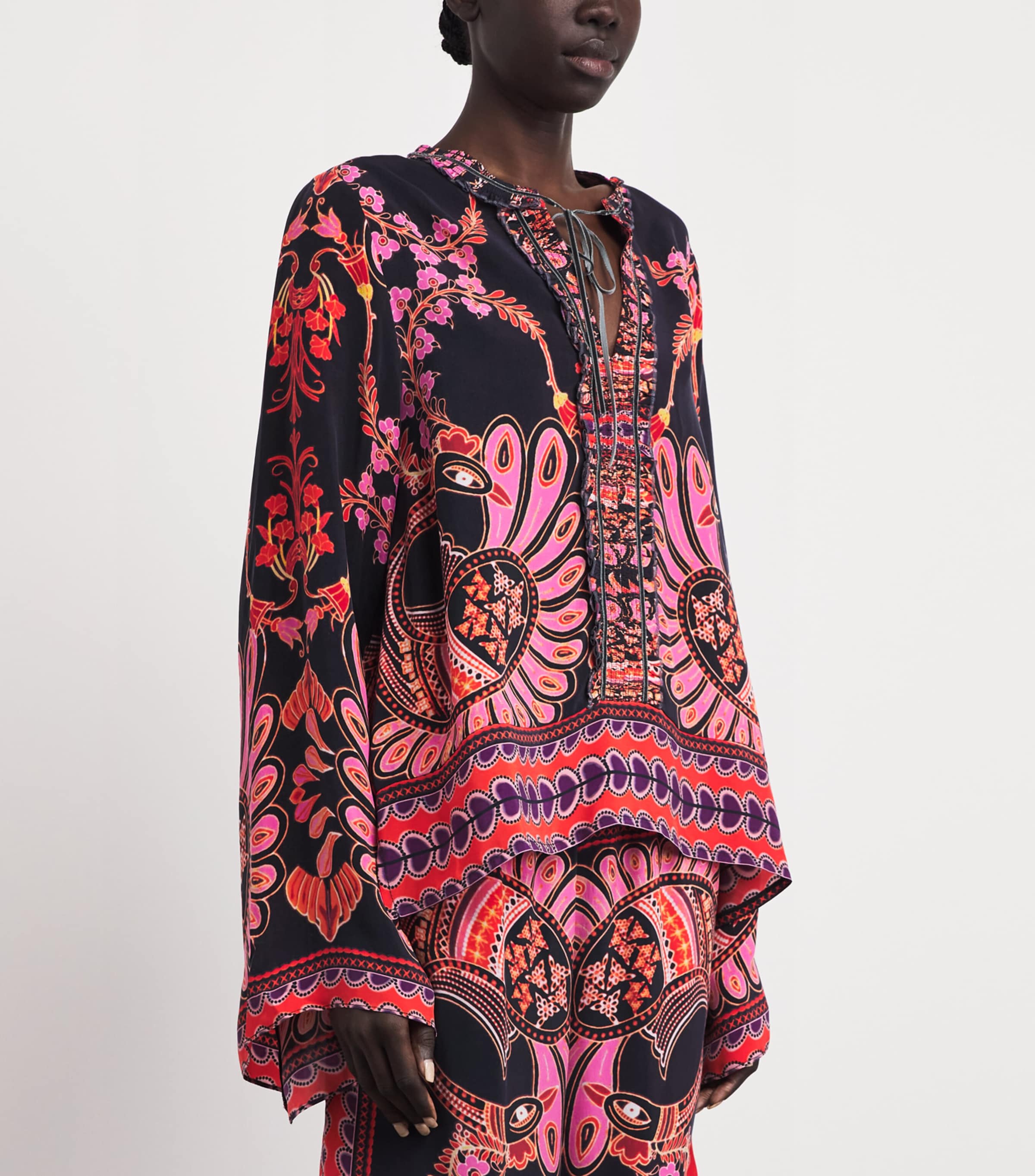 LUG VON SIGA Womens Printed Tess Blouse Black Pink Mlticolor Image 4