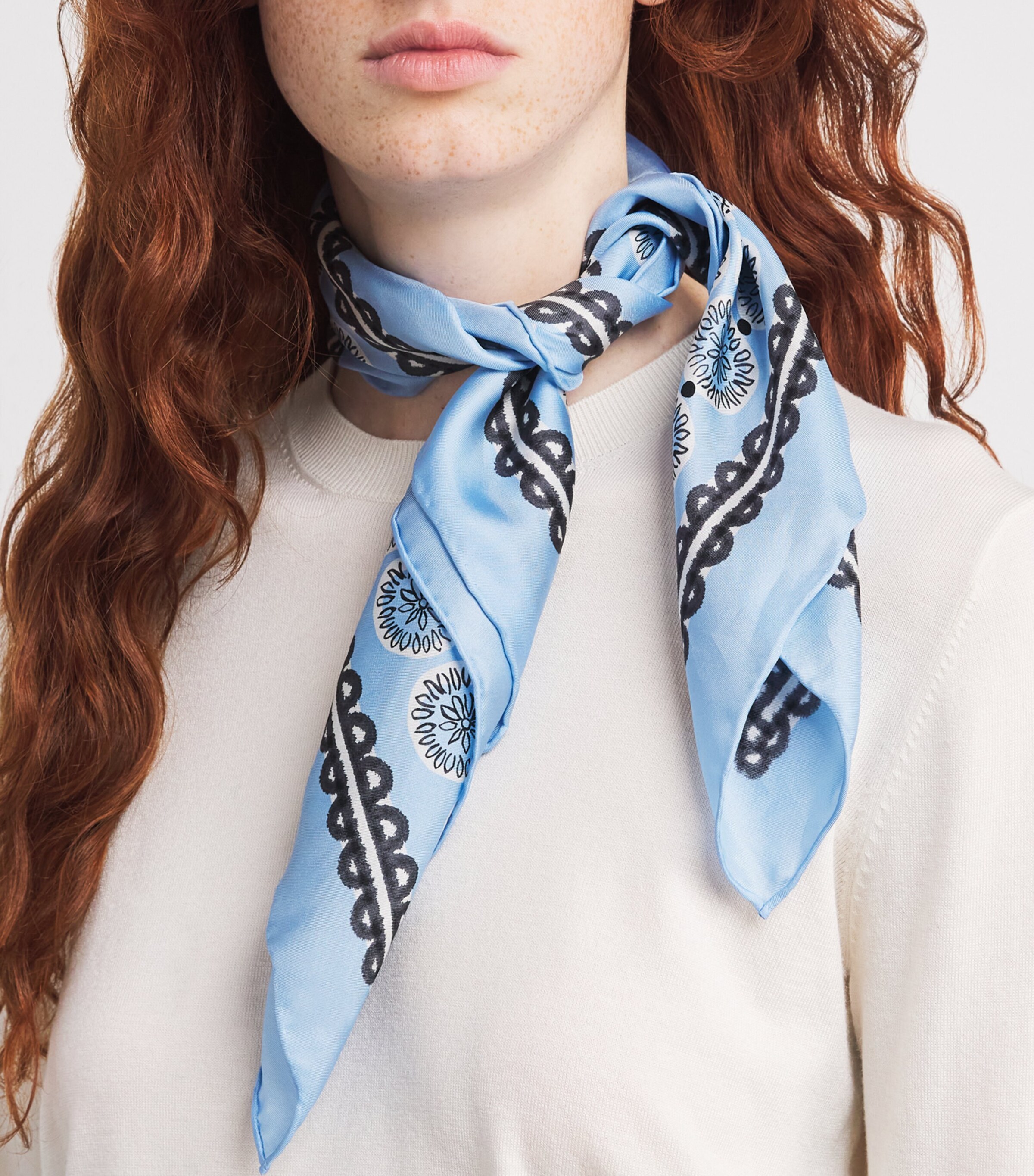 Silk Geometric Print Square Scarf AVIO Image 2