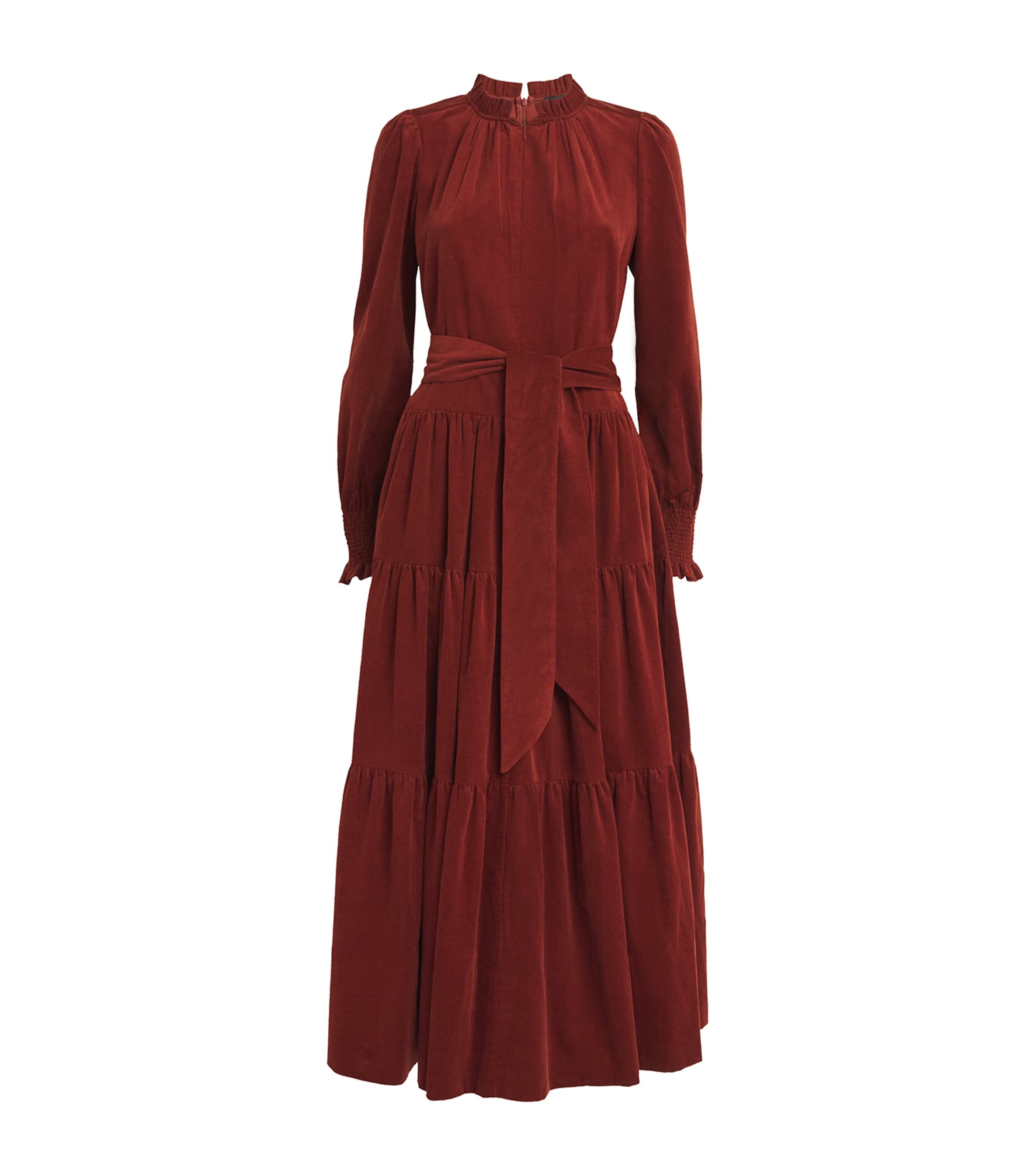 Me+em Corduroy Midi Dress In Burgundy